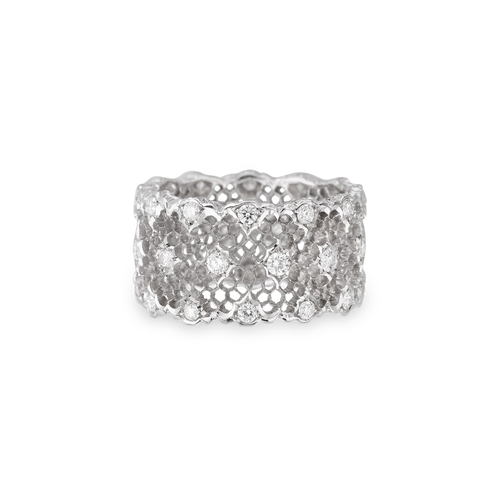 Tulle Broccato White Gold Eternelle Ring With Diamonds