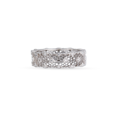 Tulle Broccato White Gold And Diamonds Eternelle Ring