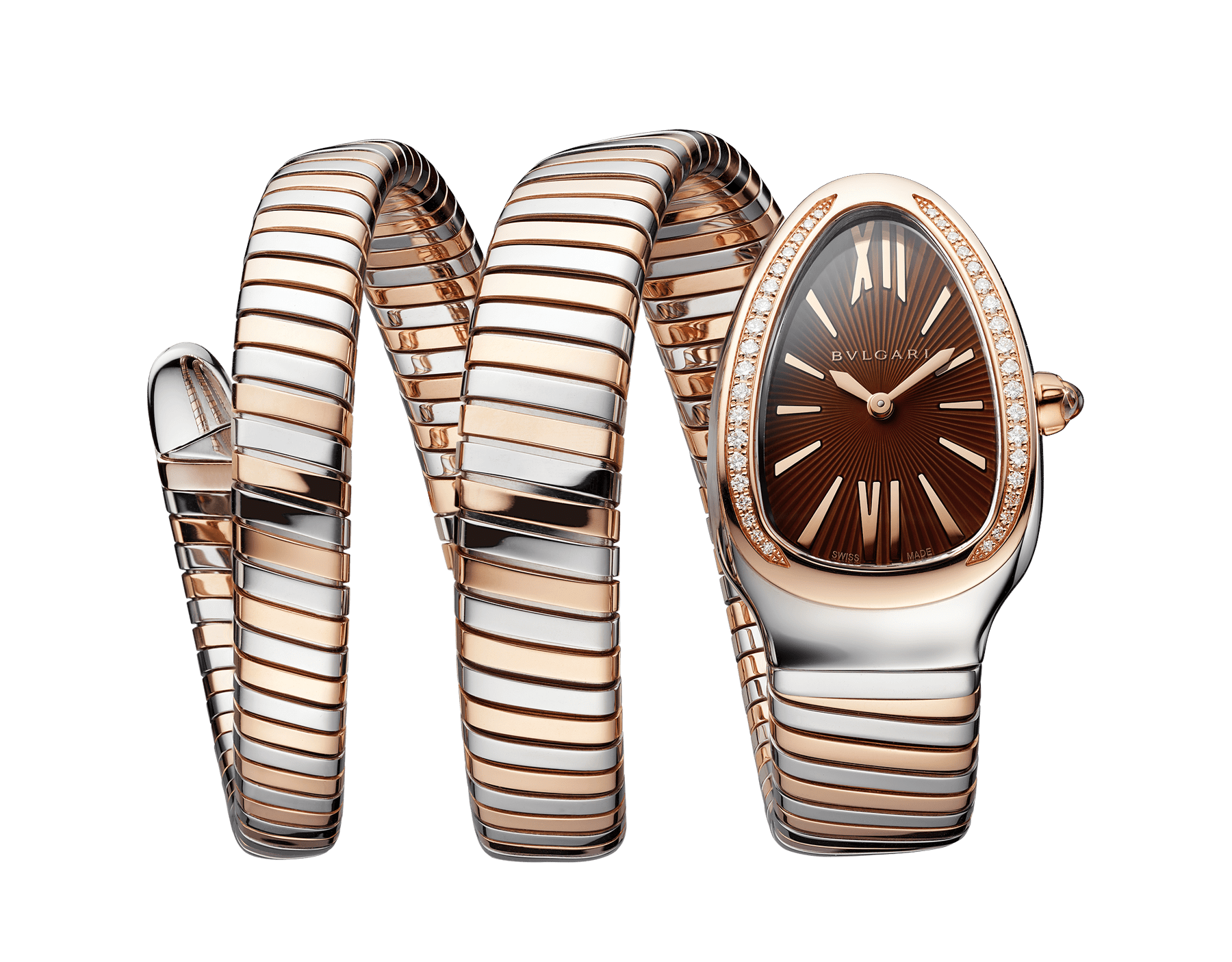 diamond-set single-spiral watch