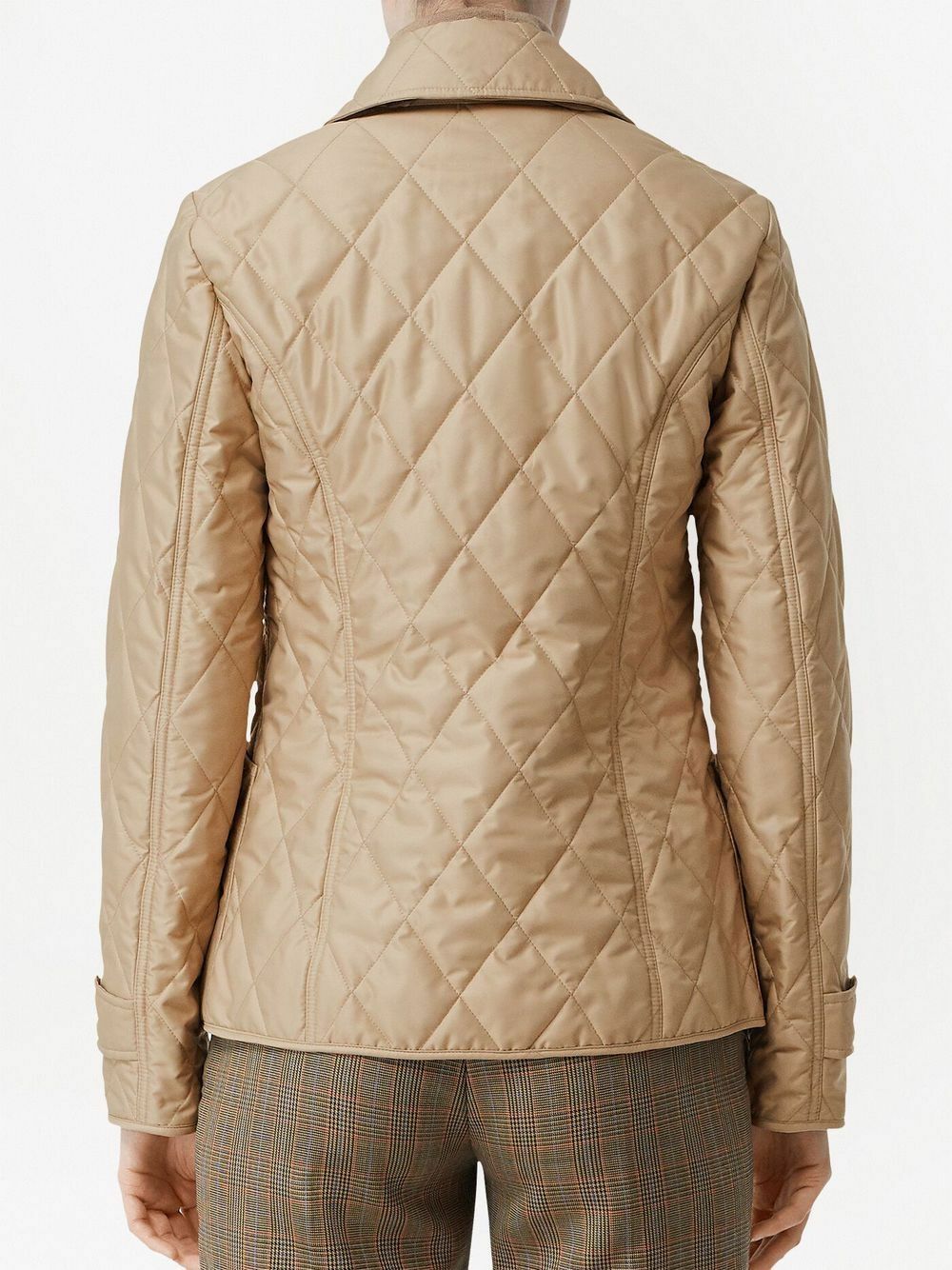 Back view — the full diamond-quilt pattern and shaped waist