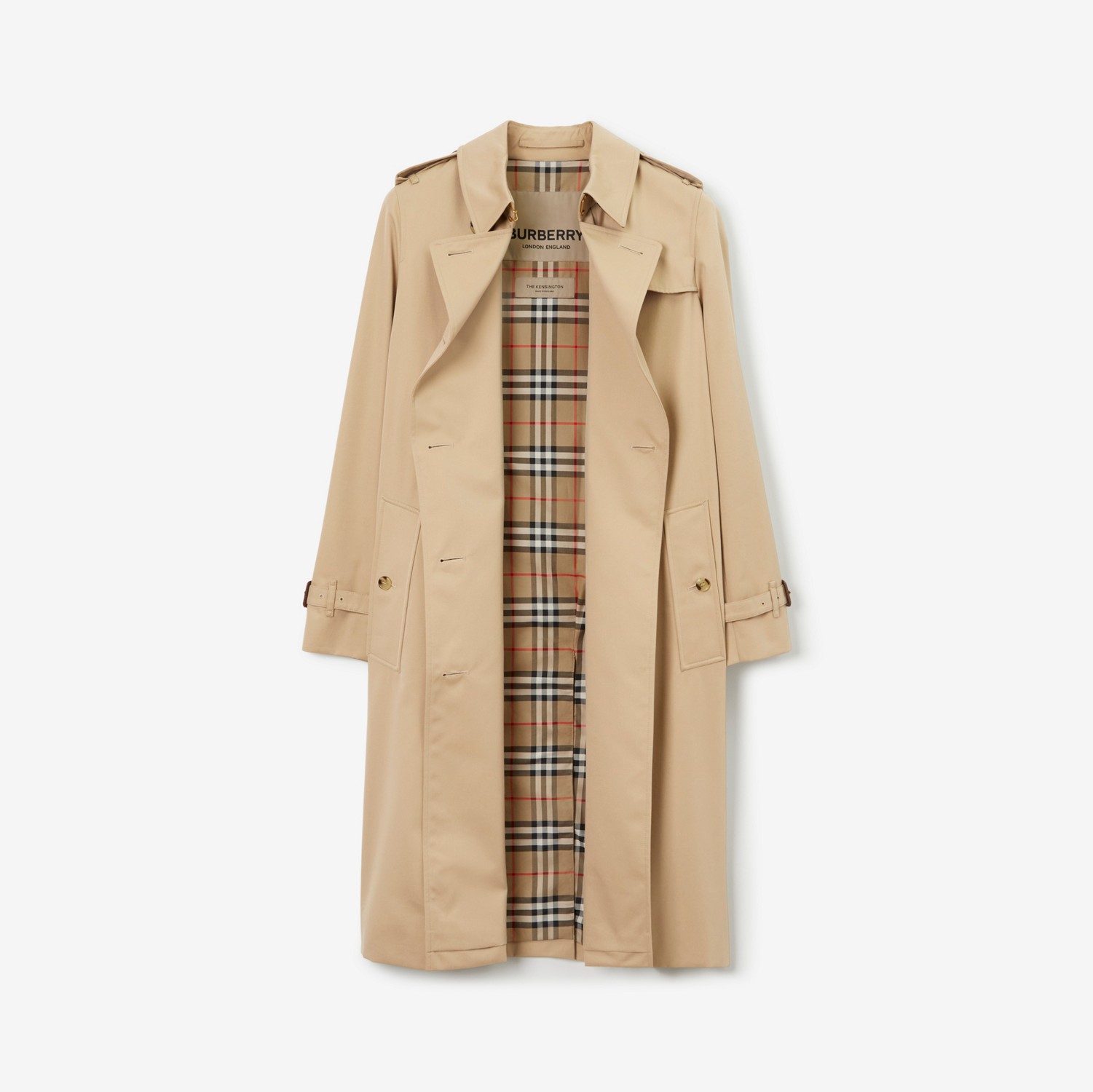 Open to reveal the Vintage Check lining — the signature inside the coat