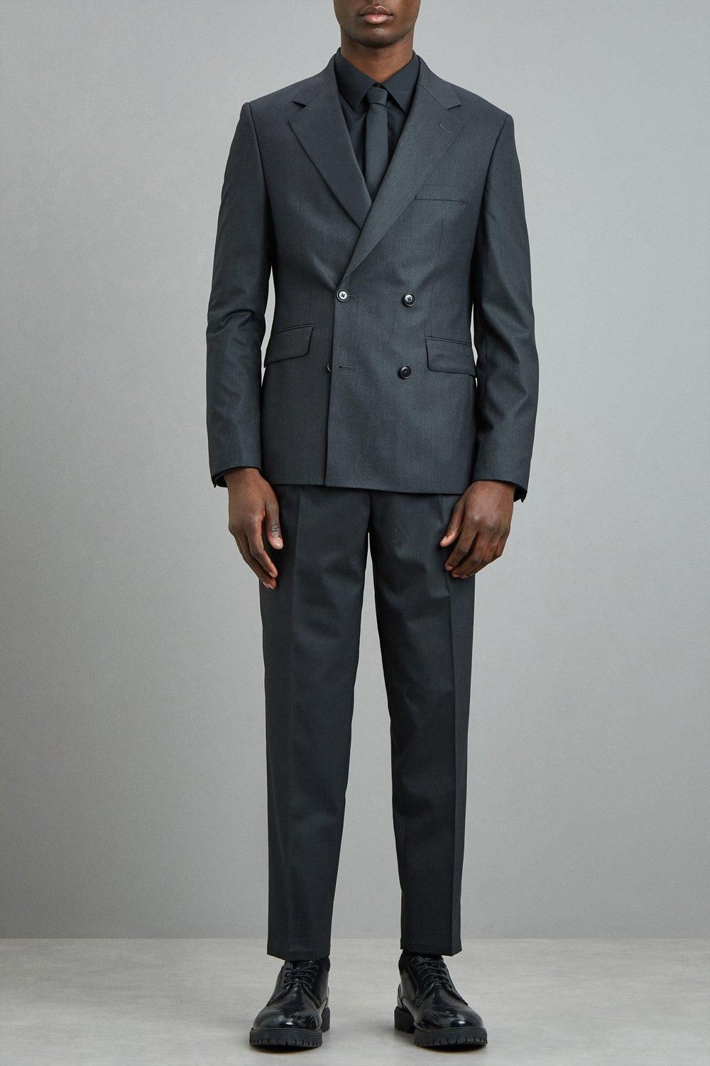 1904 Slim Fit Charcoal Double Breasted Suit Jacket