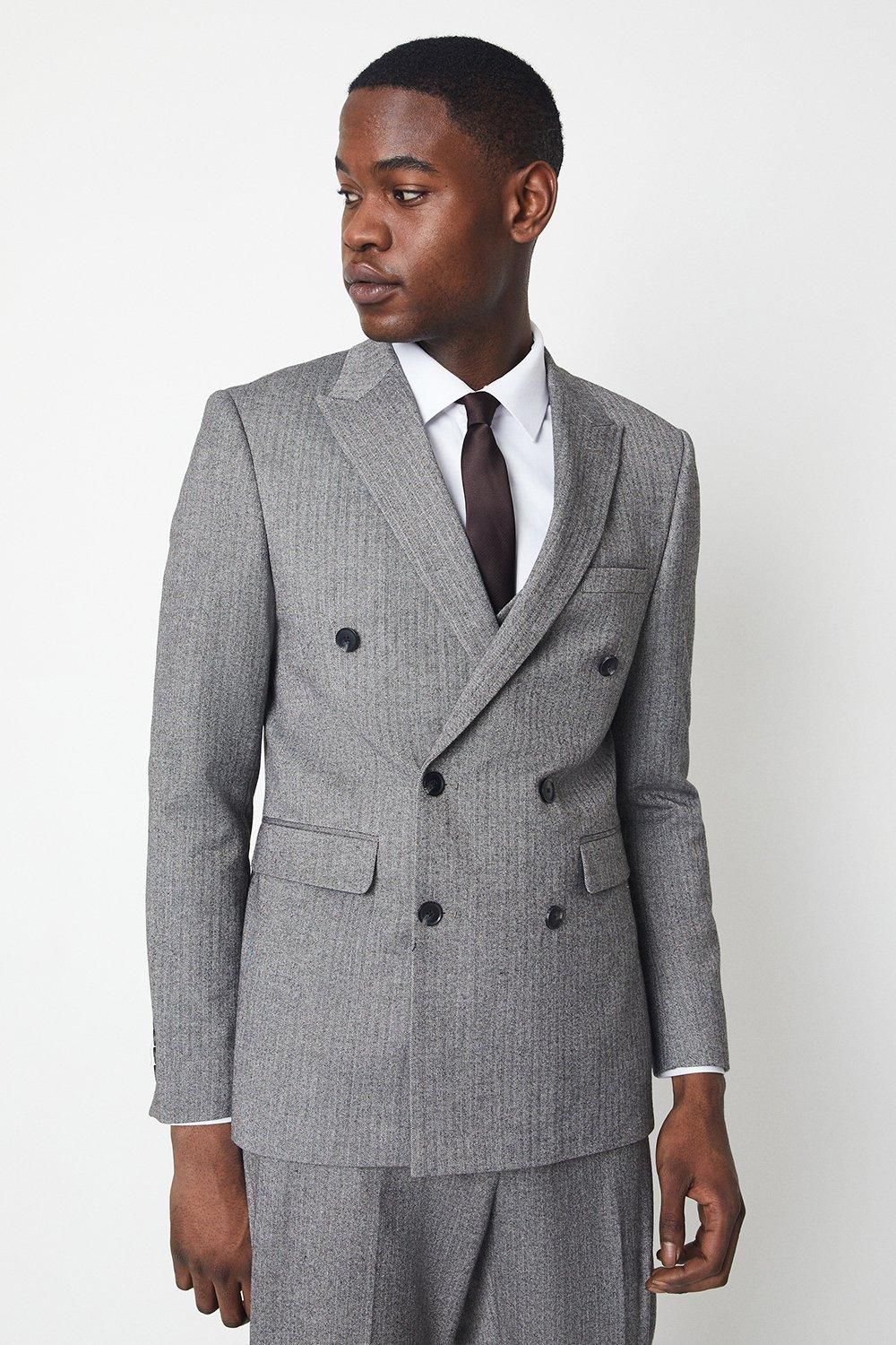 Slim Herringbone Suit Jacket