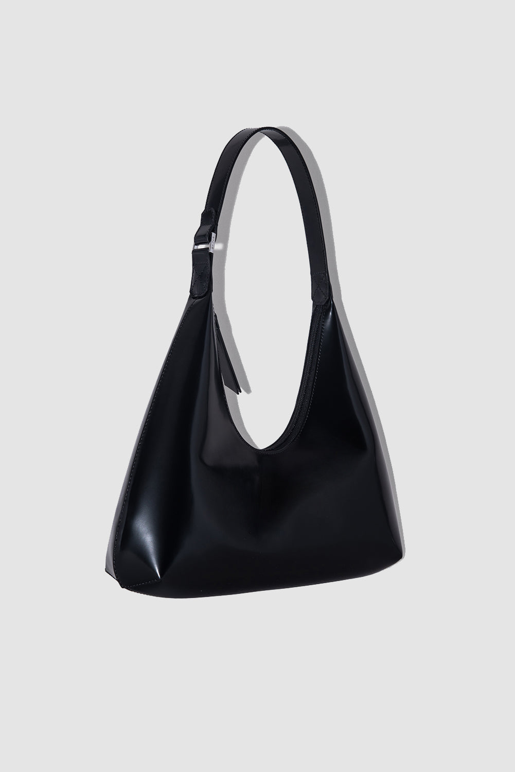 official alternate angle — Amber Black Semi Patent Leather Shoulder Bag