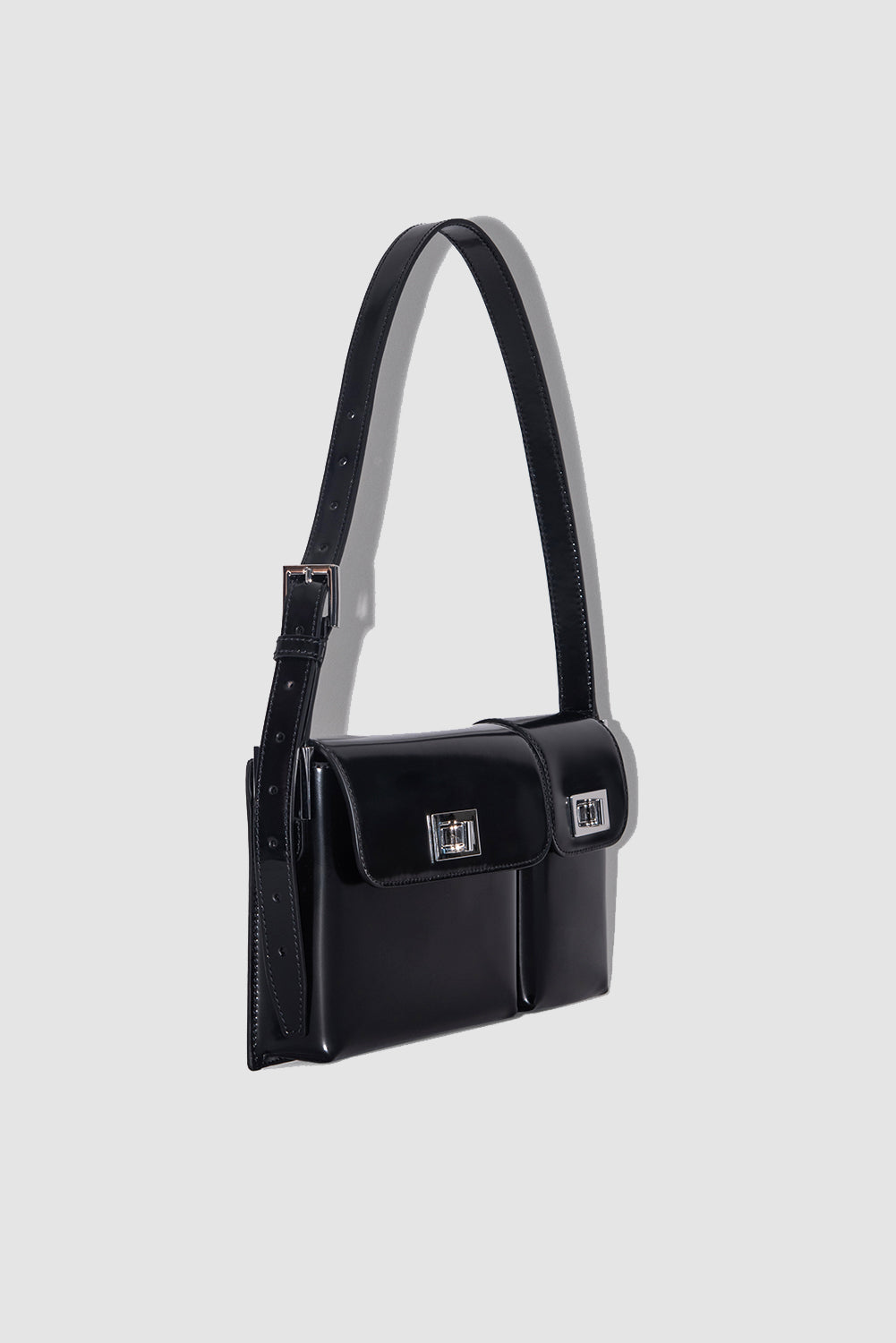official alternate angle — Billy Black Semi Patent Leather Shoulder Bag