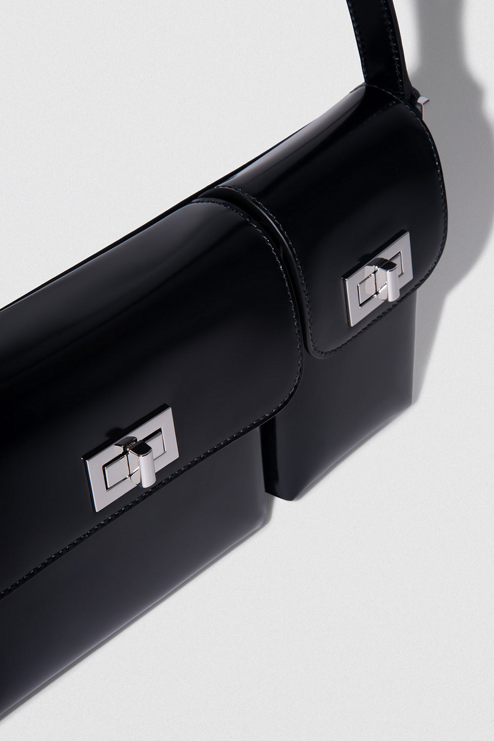 official alternate angle — Billy Black Semi Patent Leather Shoulder Bag