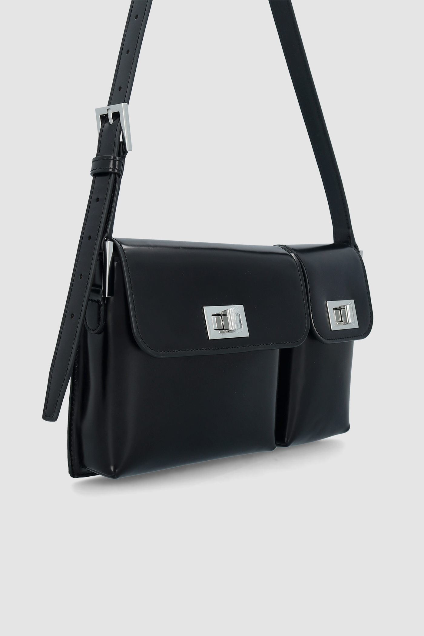 official alternate angle — Billy Black Semi Patent Leather Shoulder Bag