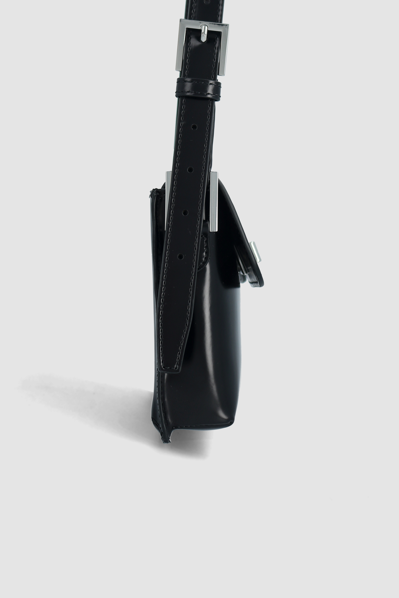 alternate detail or color view — Billy Black Semi Patent Leather Shoulder Bag