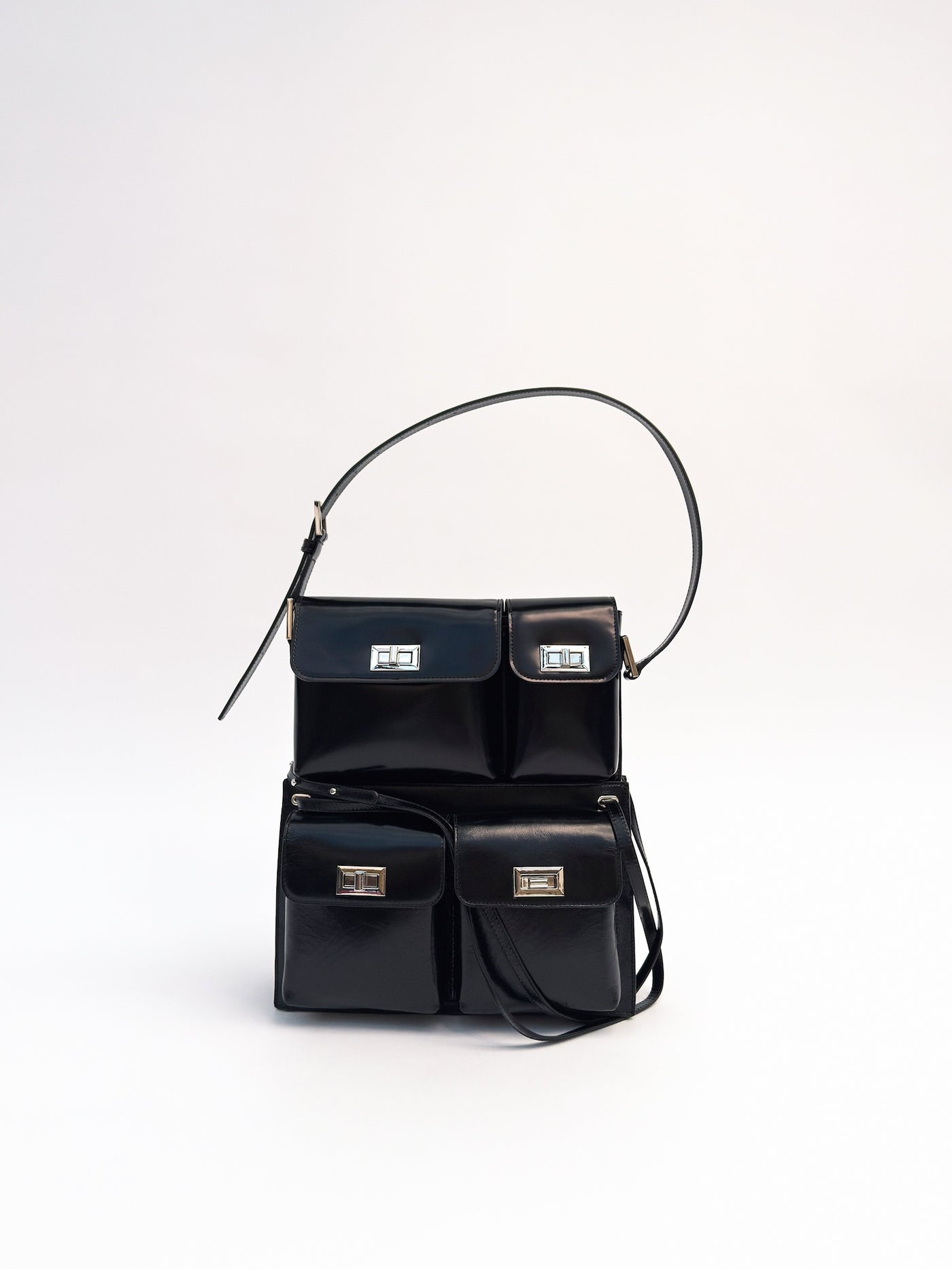 official alternate angle — Billy Tote Black Creased Leather Shoulder Bag