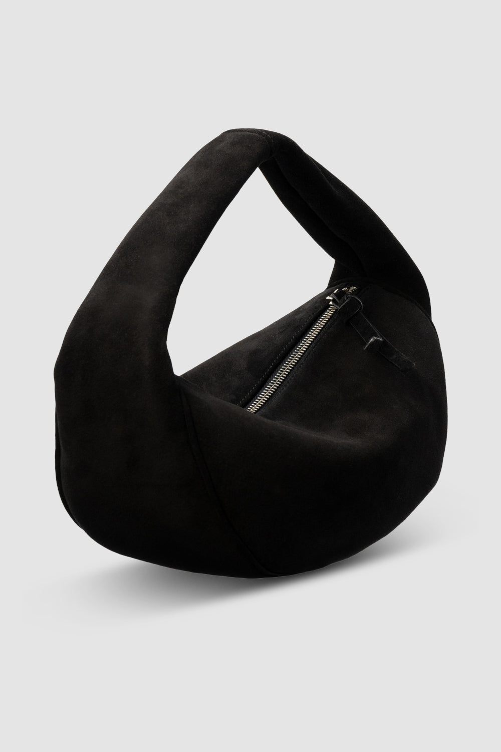 official alternate angle — Cush Black Suede Leather Shoulder Bag