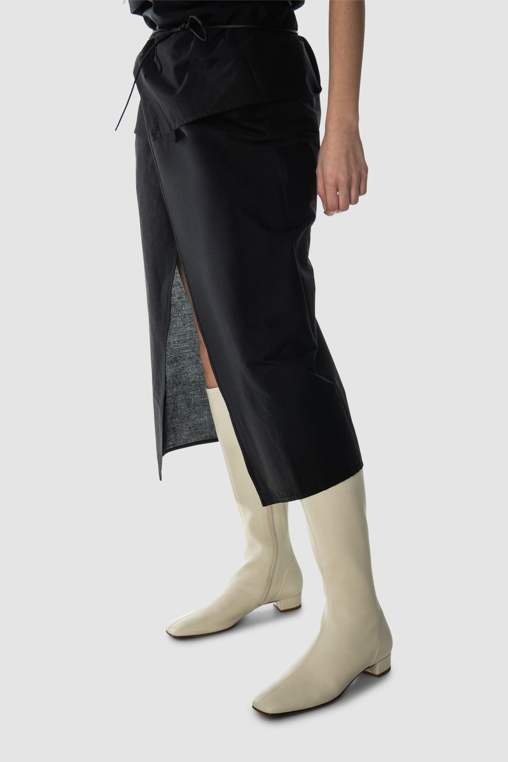 alternate detail or color view — Edie Off White Leather Knee-High Boot