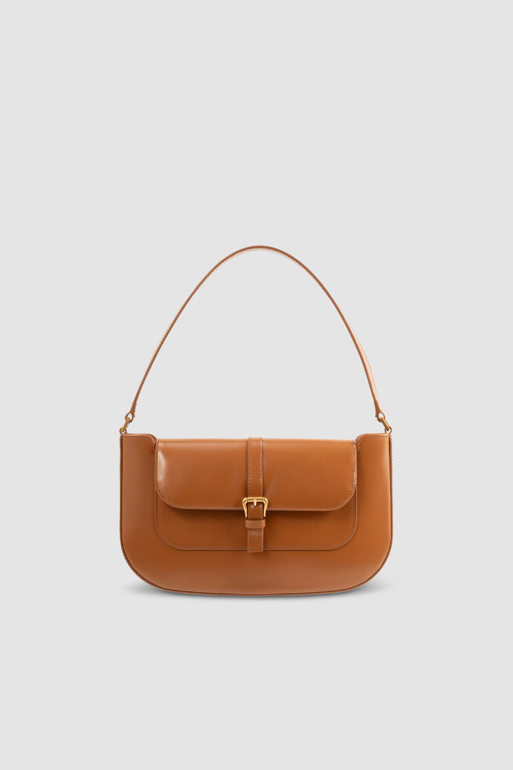 alternate detail or color view — Miranda Summer Tan Semi Patent Leather Shoulder Bag