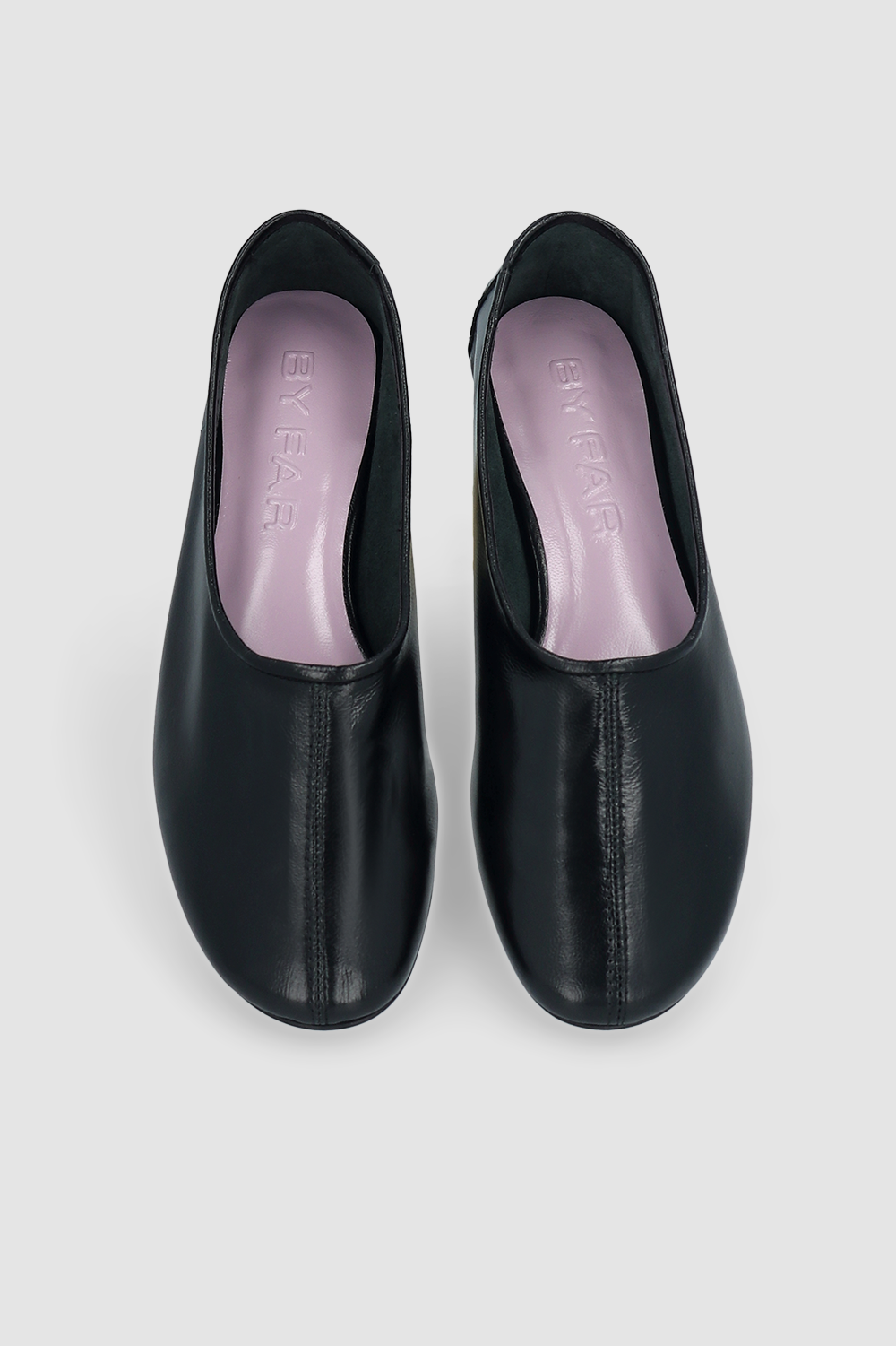 official alternate angle — Prudence Black Creased Leather Ballet Flat