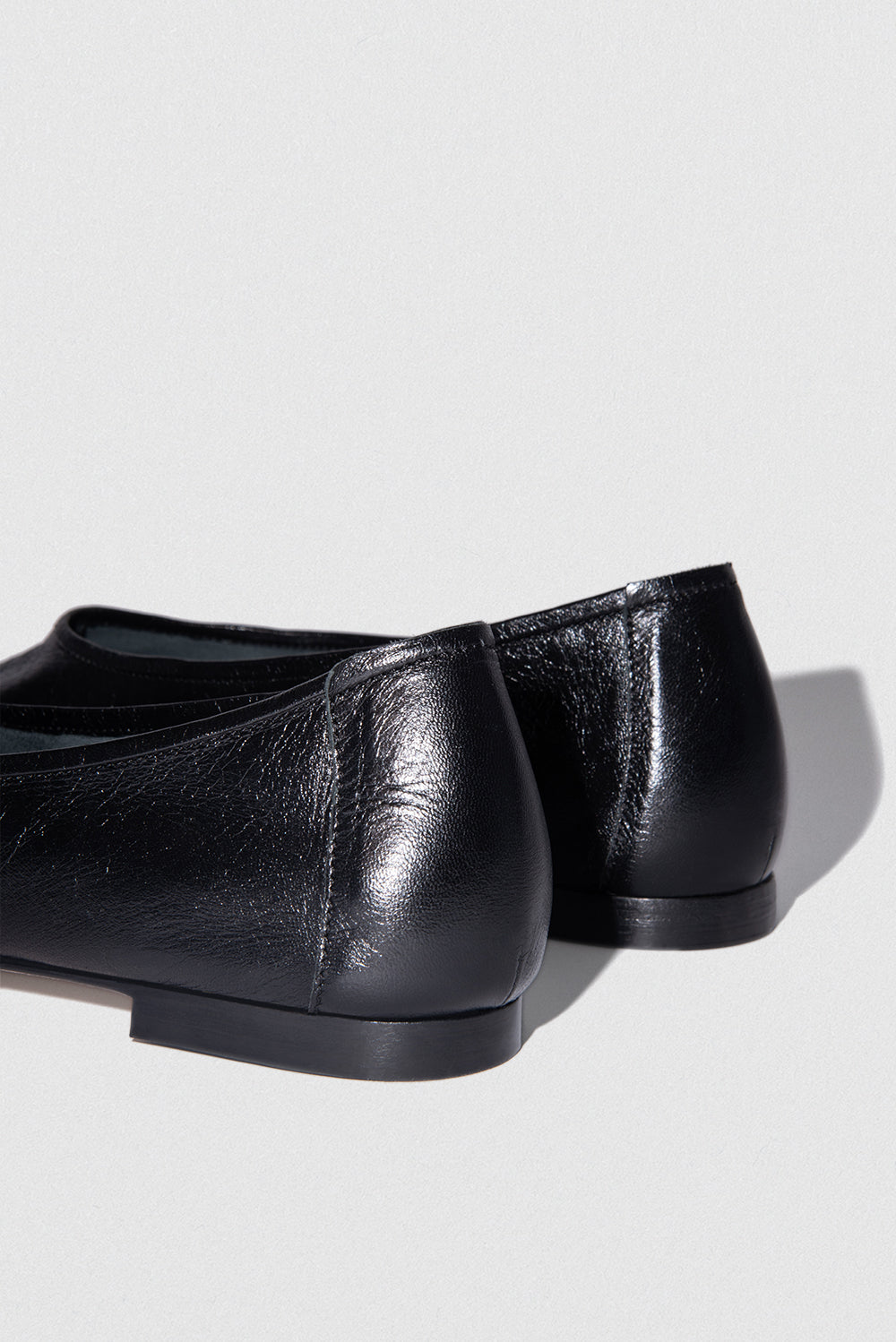 official alternate angle — Prudence Black Creased Leather Ballet Flat