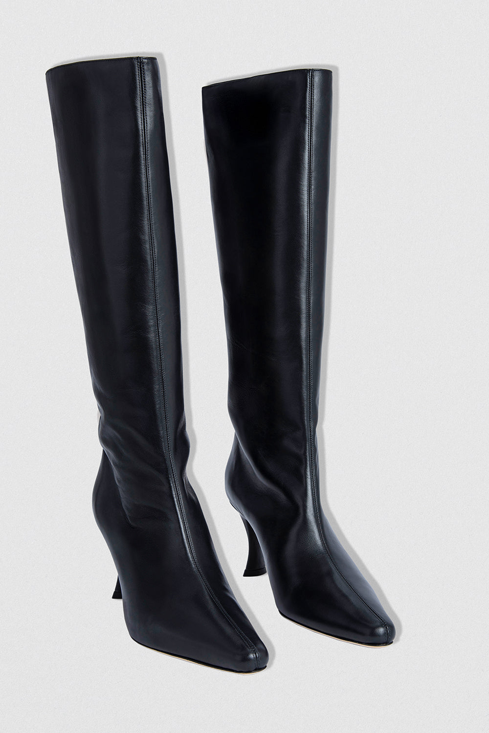 official alternate angle — Stevie 42 Black Smooth Calf Leather Knee-High Boot