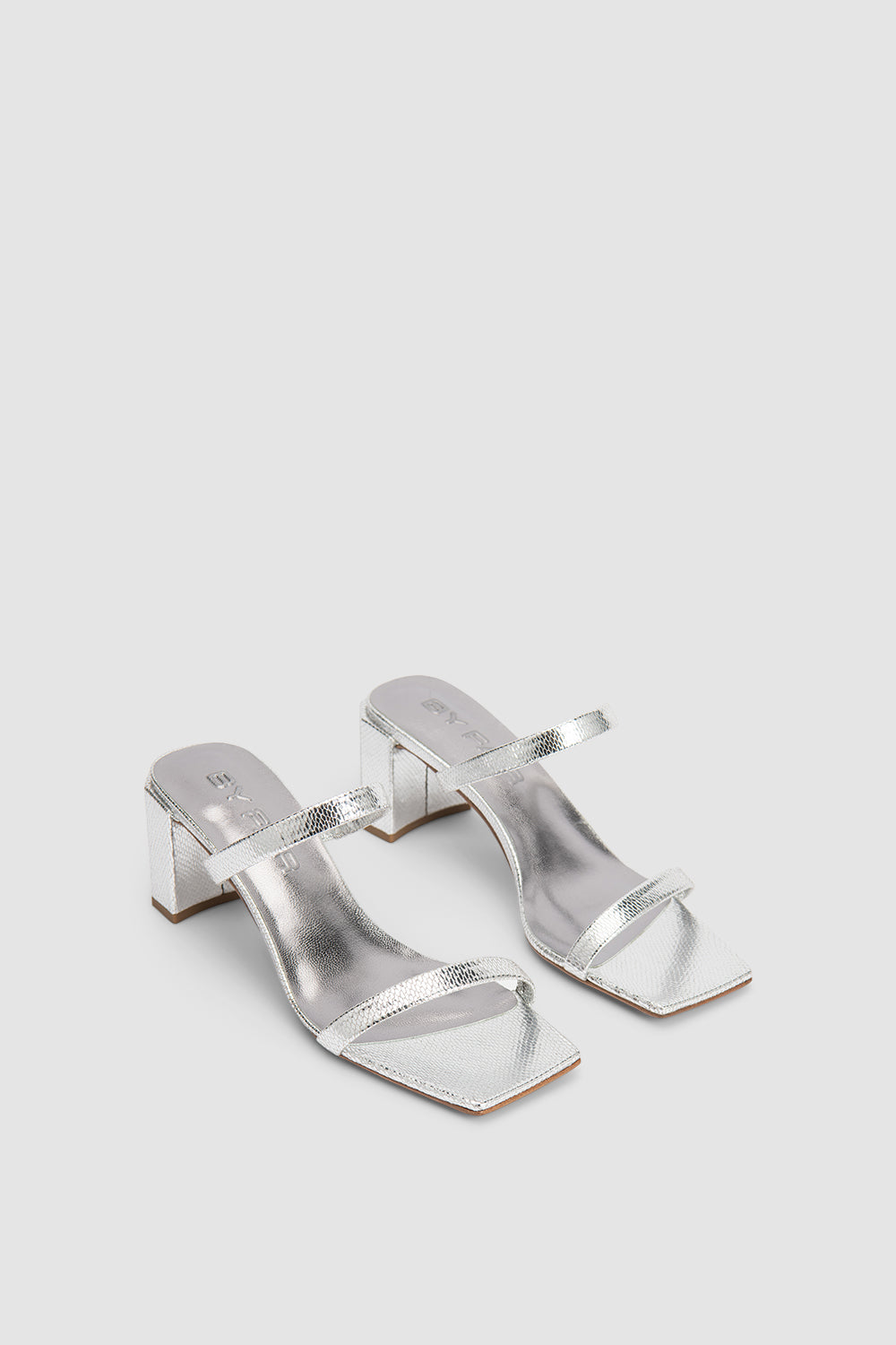 official alternate angle — Tanya Silver Disco Leather Slip-On Mule