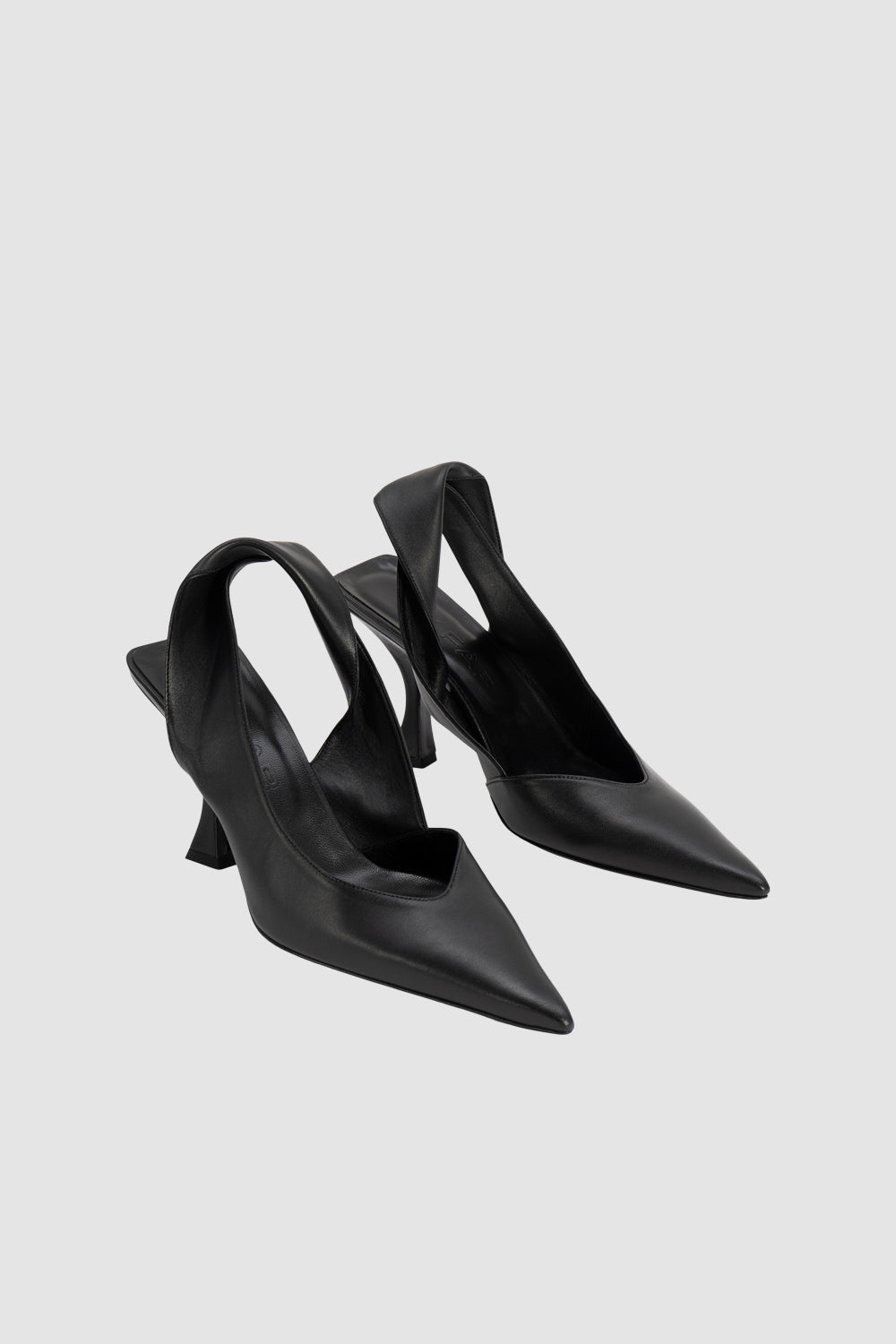 official alternate angle — Yasha Black Nappa Leather Slingback Pump