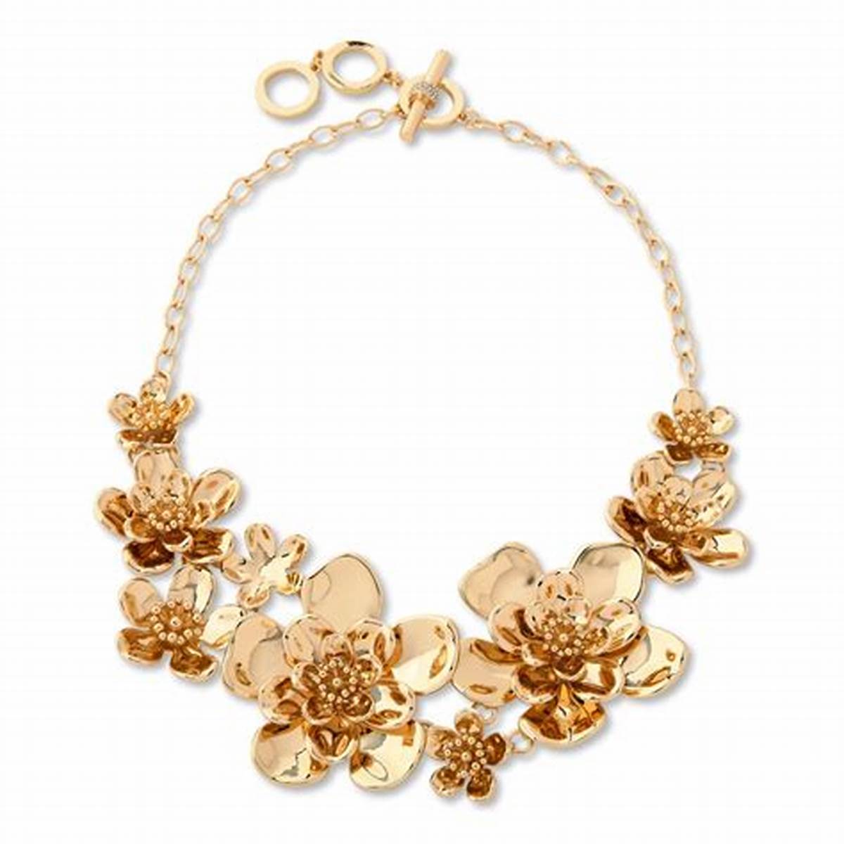 Goldtone all-metal blossom necklace
