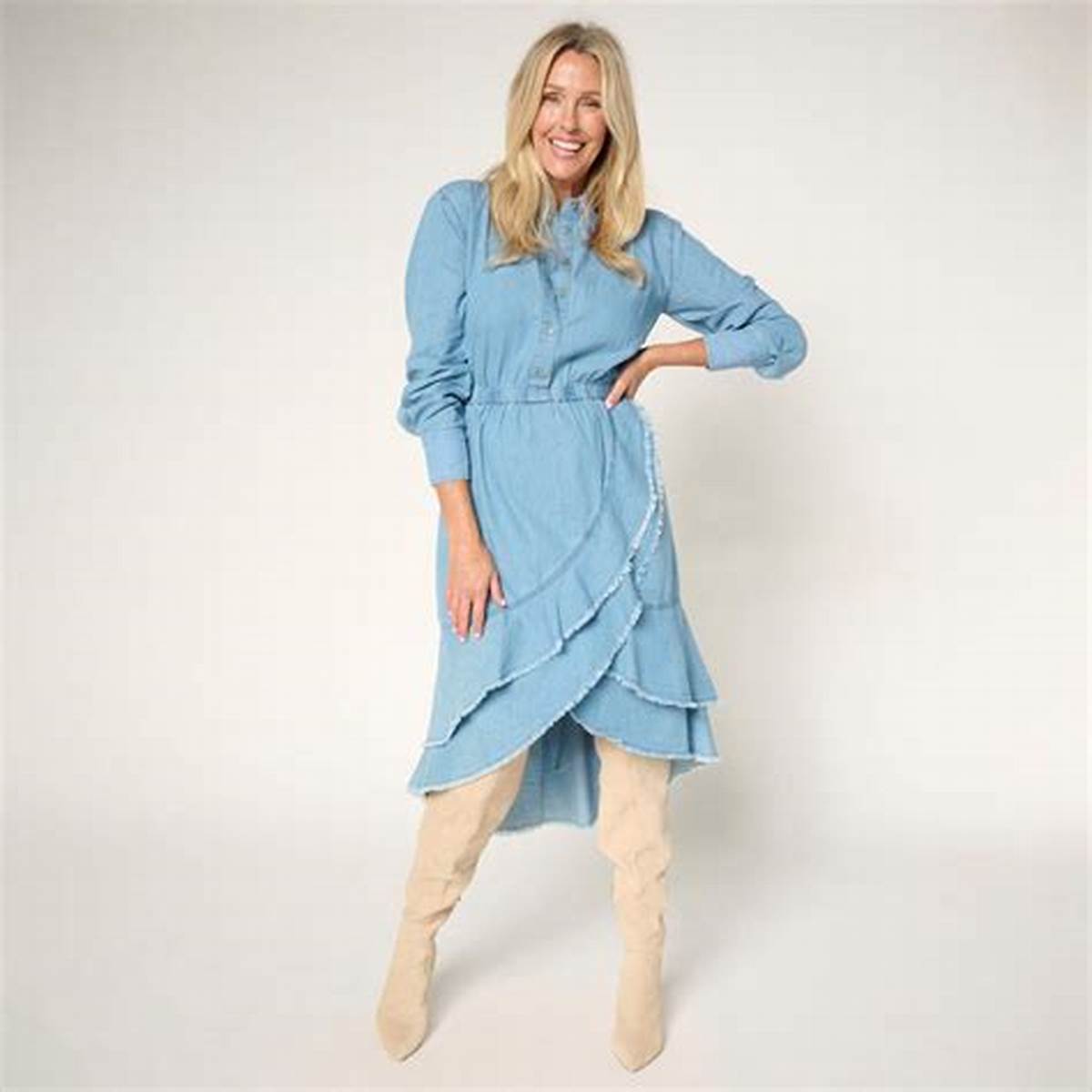 Ruffled Denim Dress