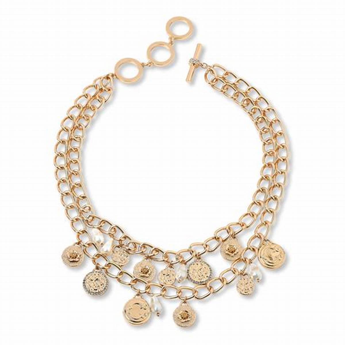 Matching pearl charm toggle necklace
