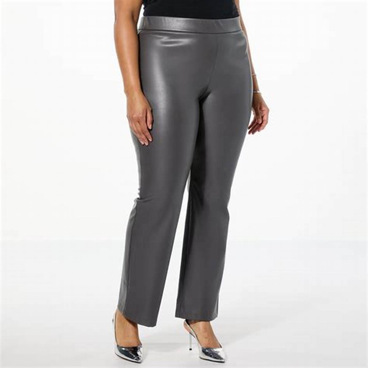 Straight stretch pant in charcoal