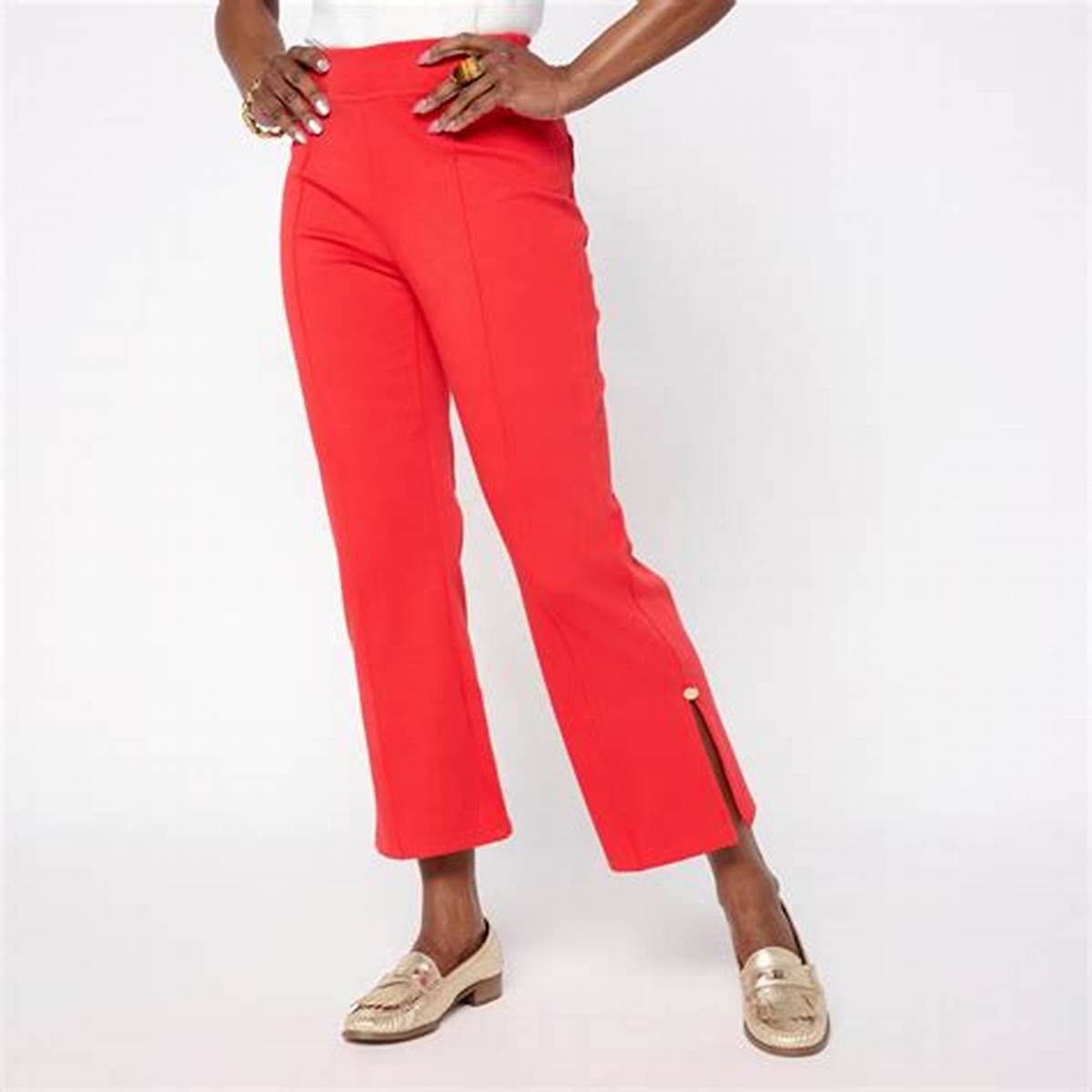 Bright red crop pant variation