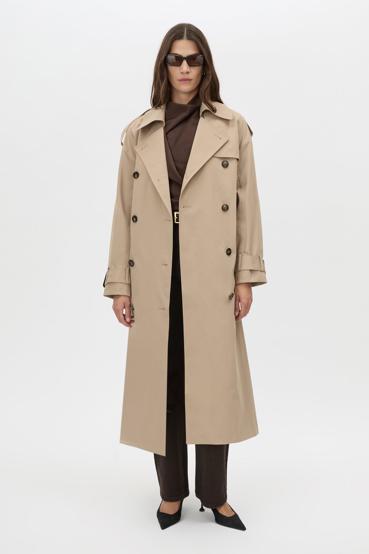 Full-length trench styling