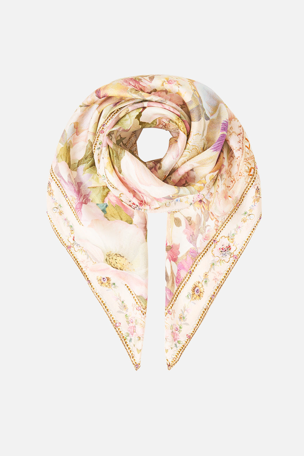 Crystalled Silk Square Scarf