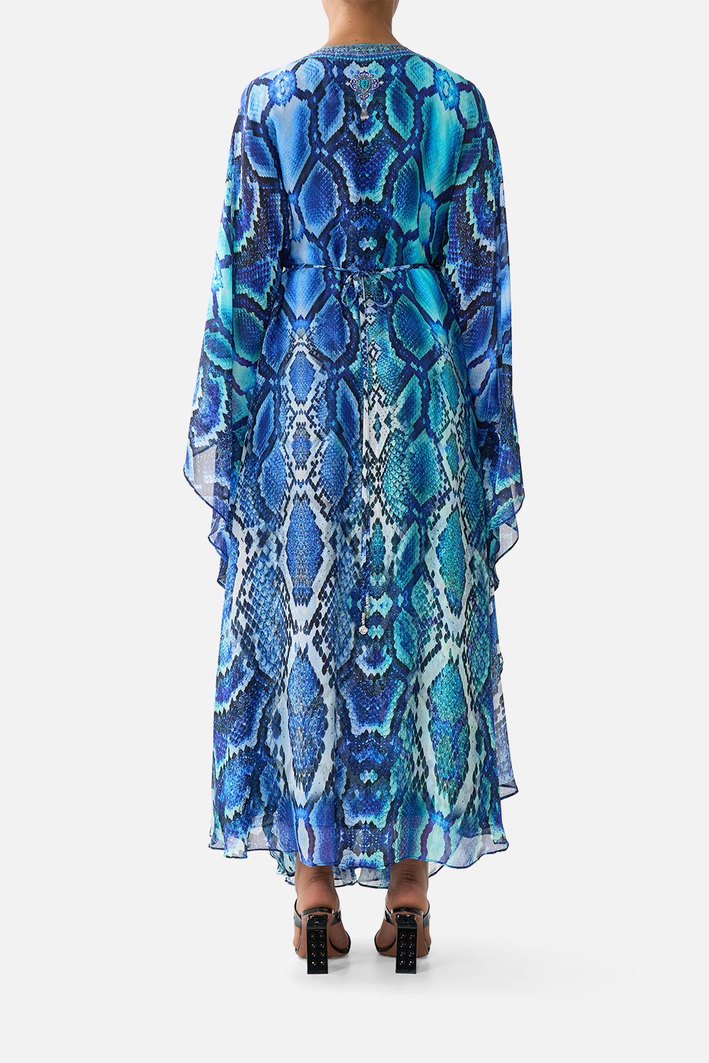 Long Kaftan With Waist Detail — print scale detail