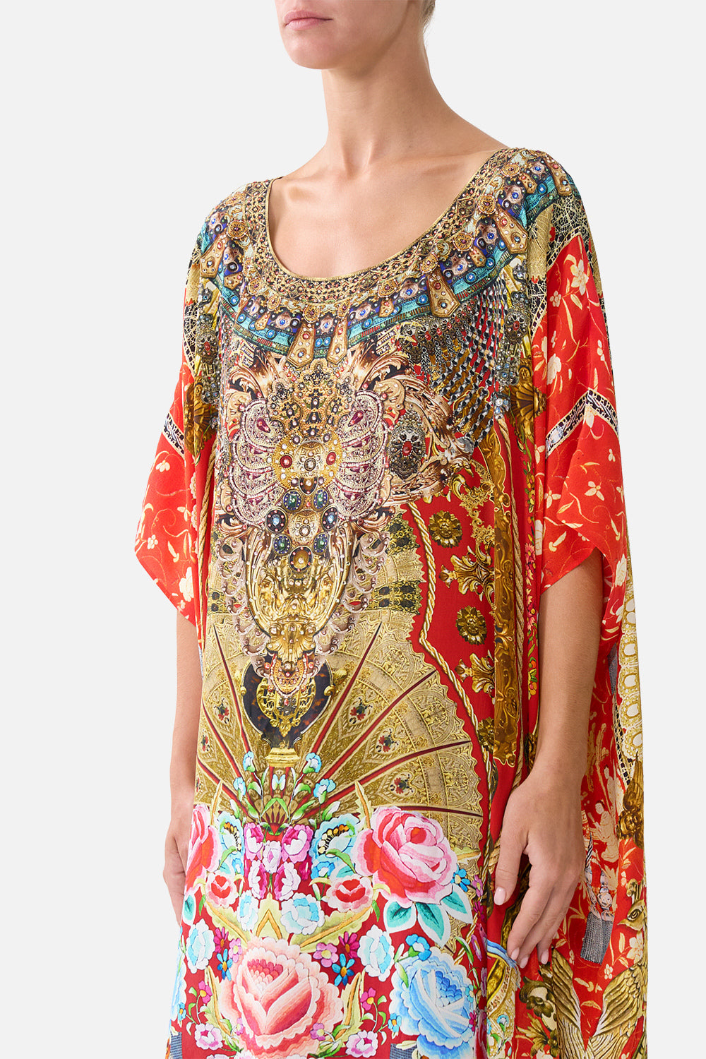 Round Neck Kaftan — styled on body