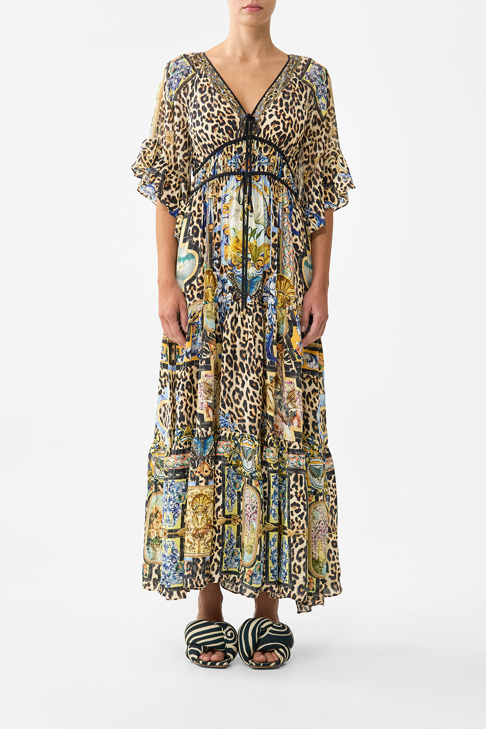 Ruffle Sleeve Long Dress