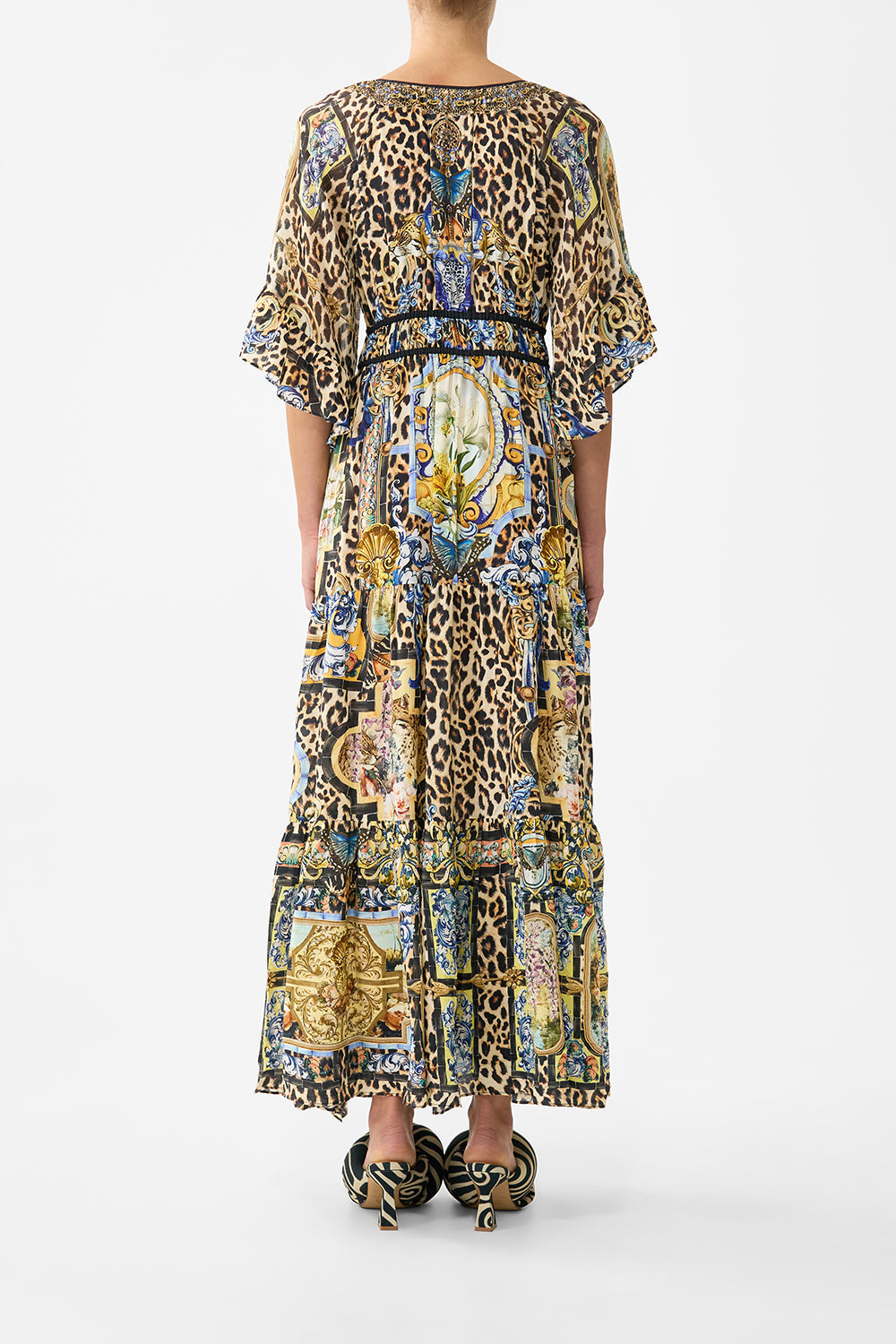 Ruffle Sleeve Long Dress — profile and drape