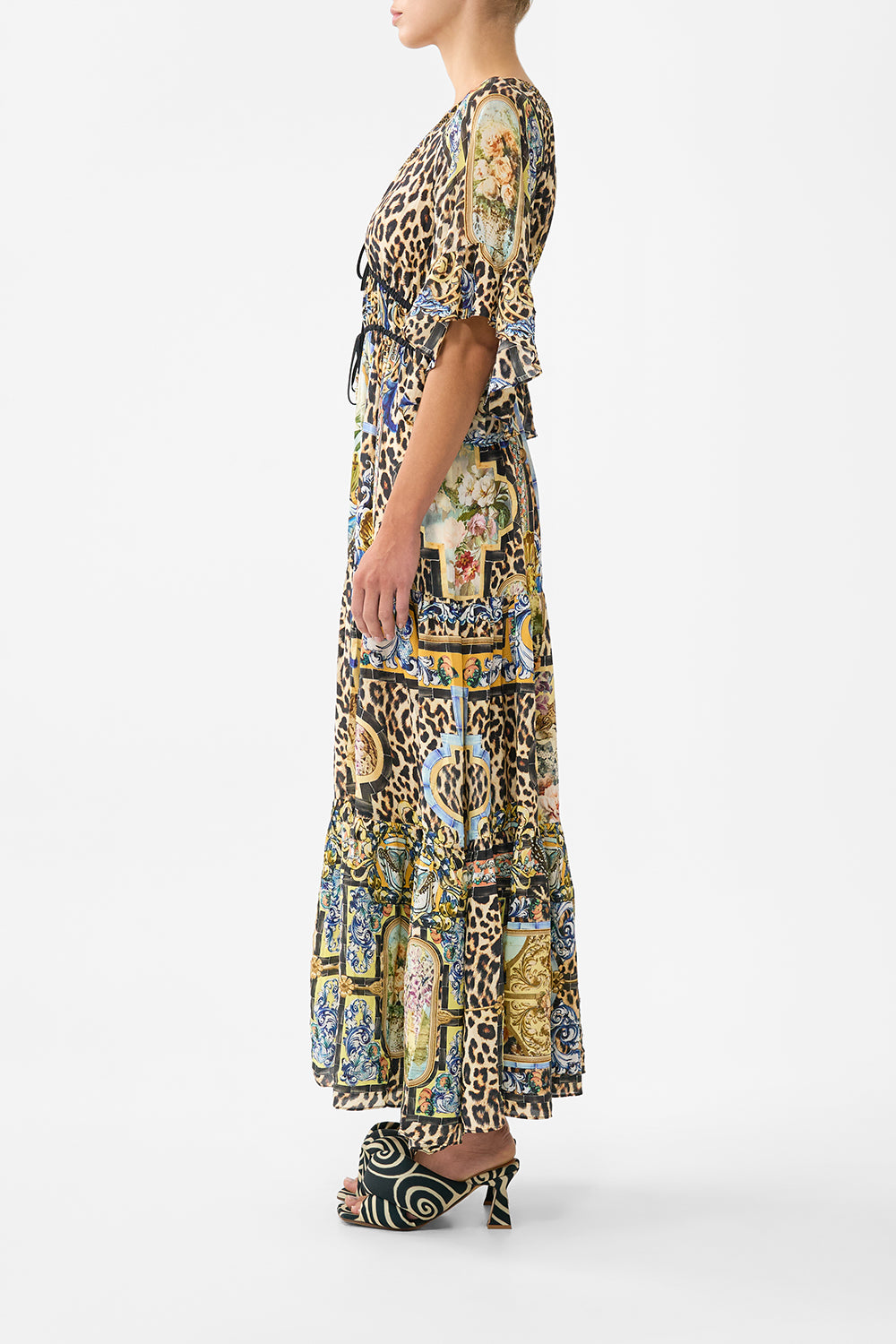 Ruffle Sleeve Long Dress — movement and fit angle