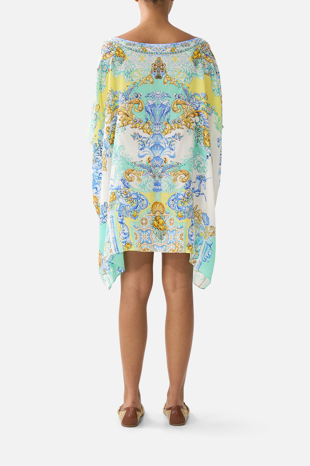 Short Round Neck Kaftan — print scale detail