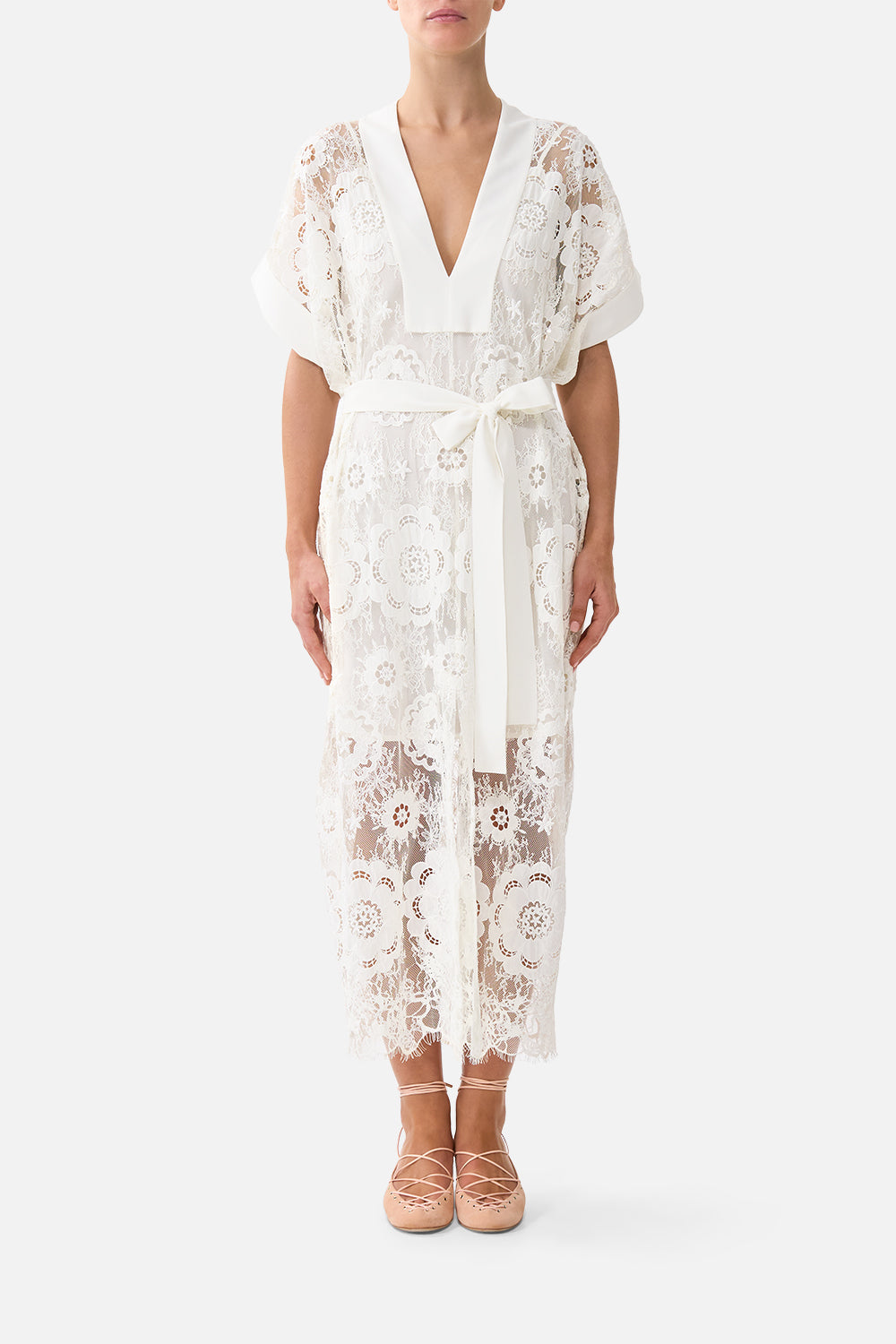 V Neck Tie Waist Kaftan