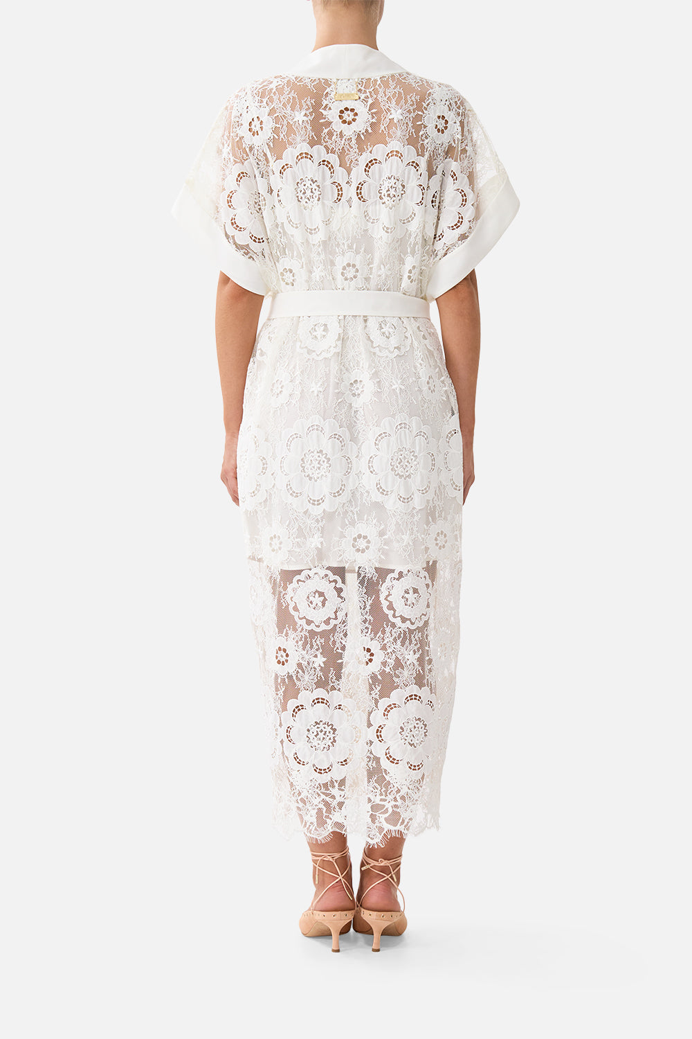 V Neck Tie Waist Kaftan — profile and drape