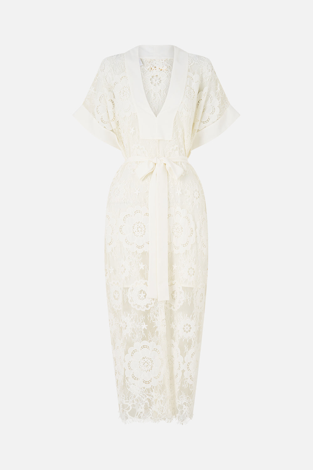 V Neck Tie Waist Kaftan — clean front view