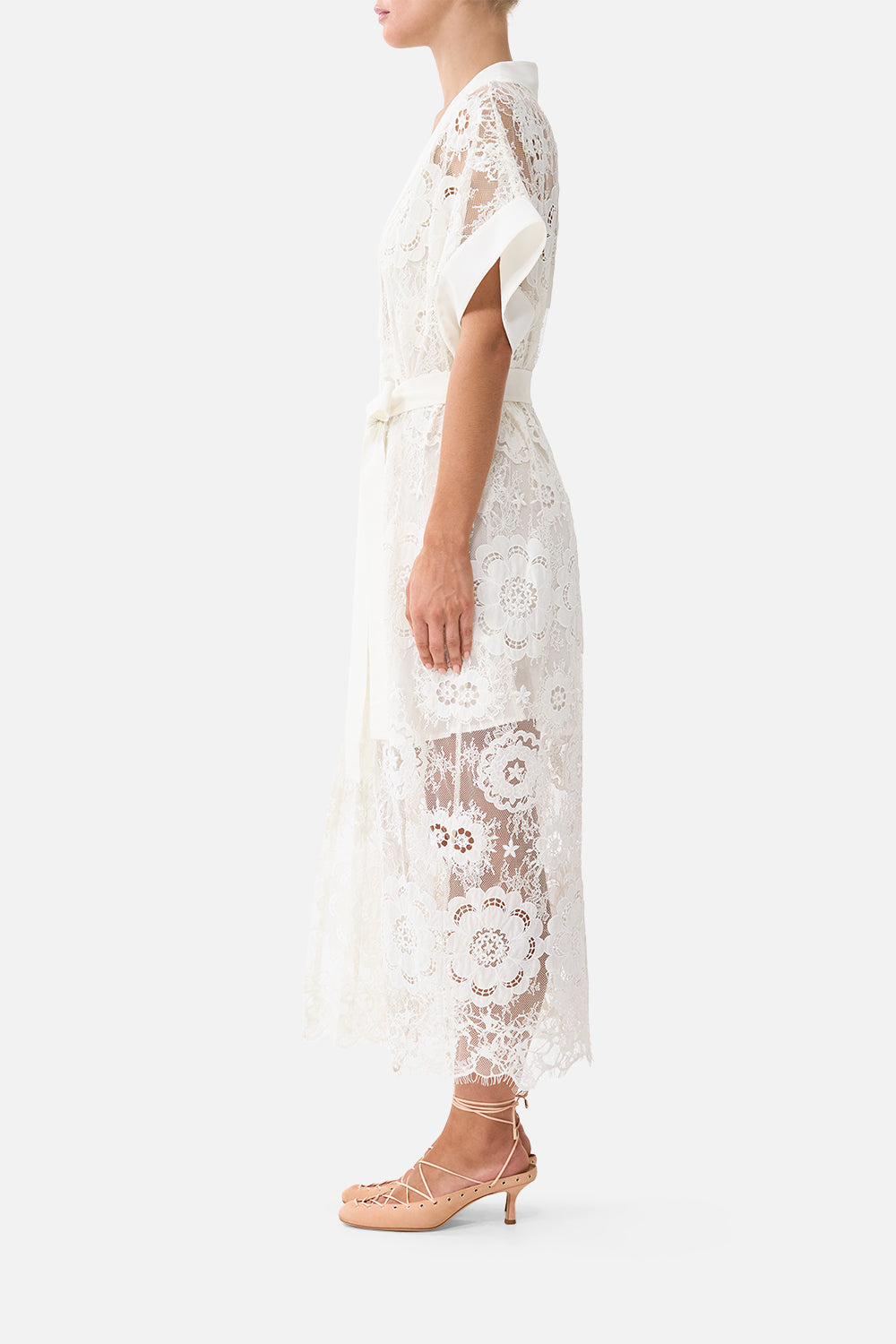 V Neck Tie Waist Kaftan — movement and fit angle