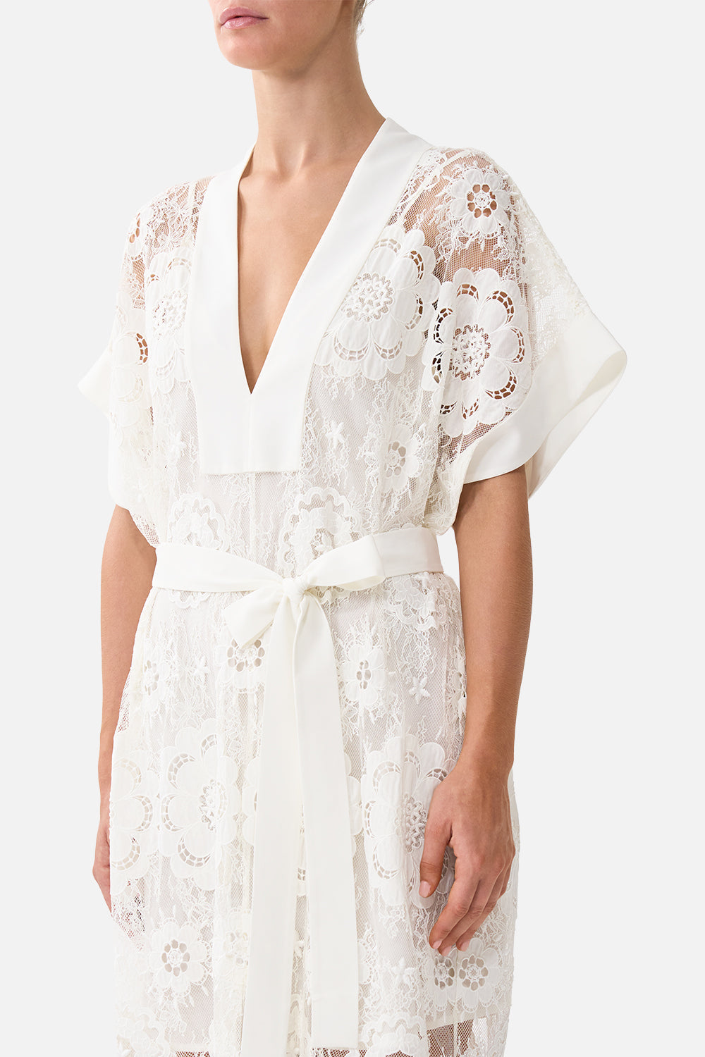 V Neck Tie Waist Kaftan — print scale detail