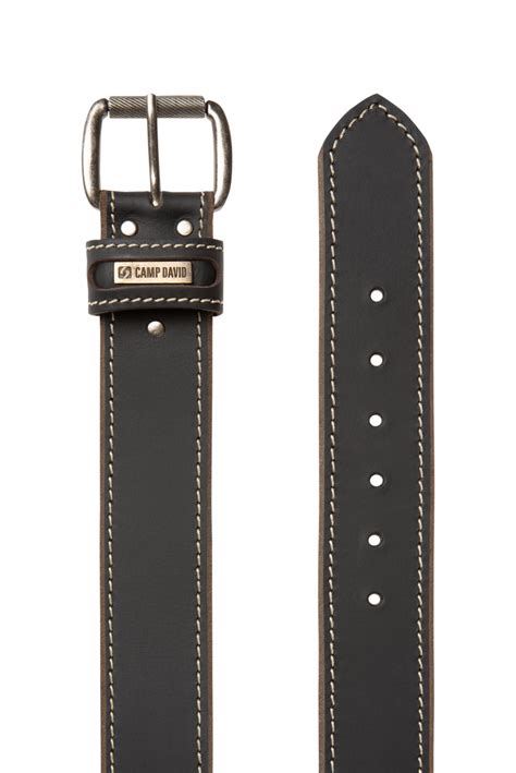 belt buckle and contrast stitching