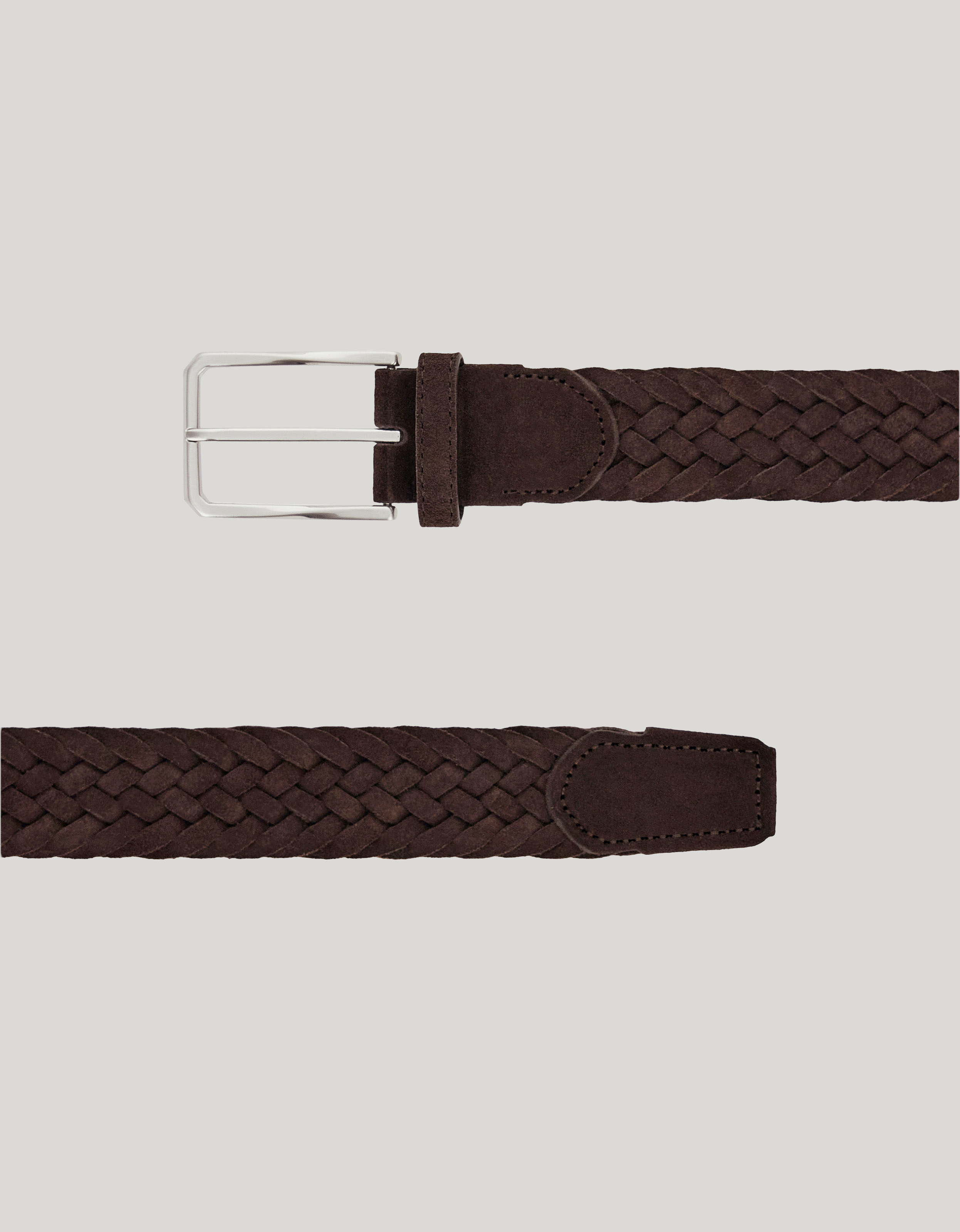 Belt styled with tailored-casual trousers