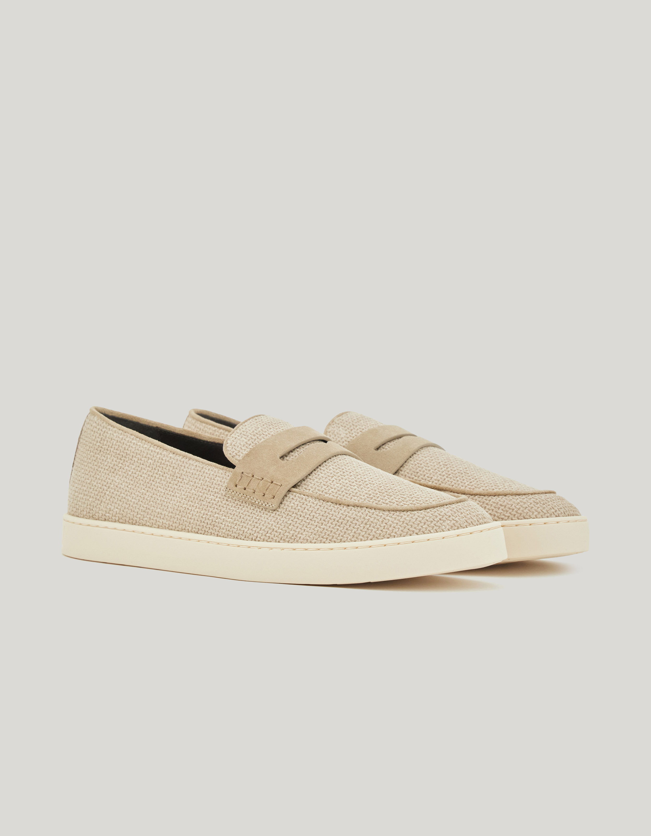 Canvas and Suede Loafers