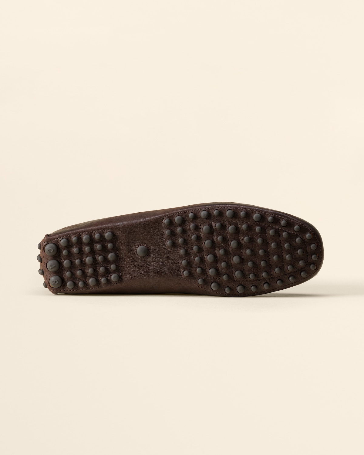 Sole view showing the dotted driving-shoe base