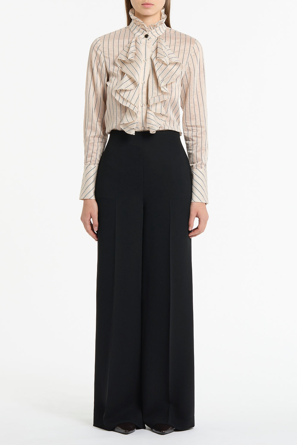 Crepe High-Waisted Wide-Leg Pant