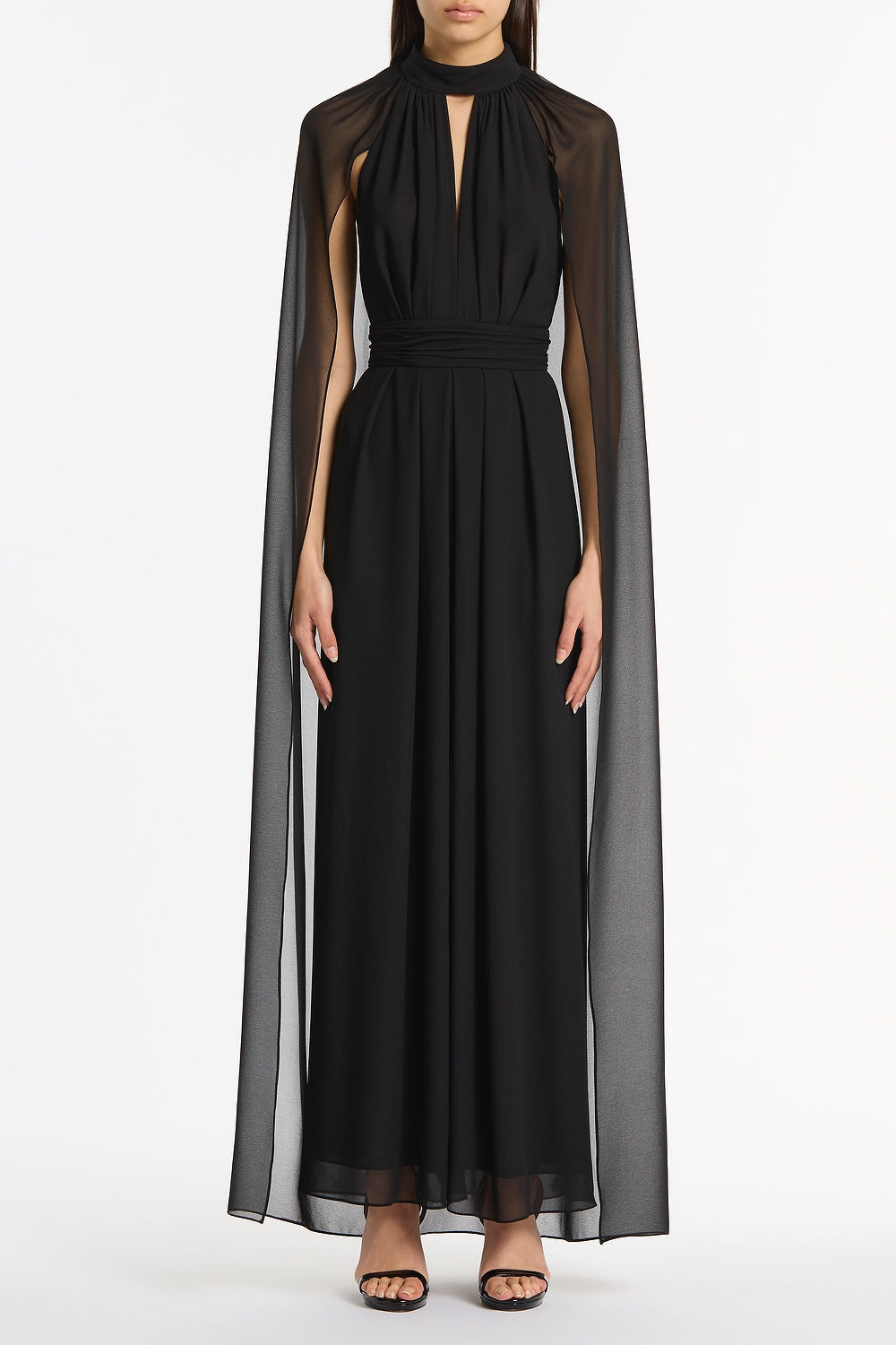 Georgette Halter Cape Gown