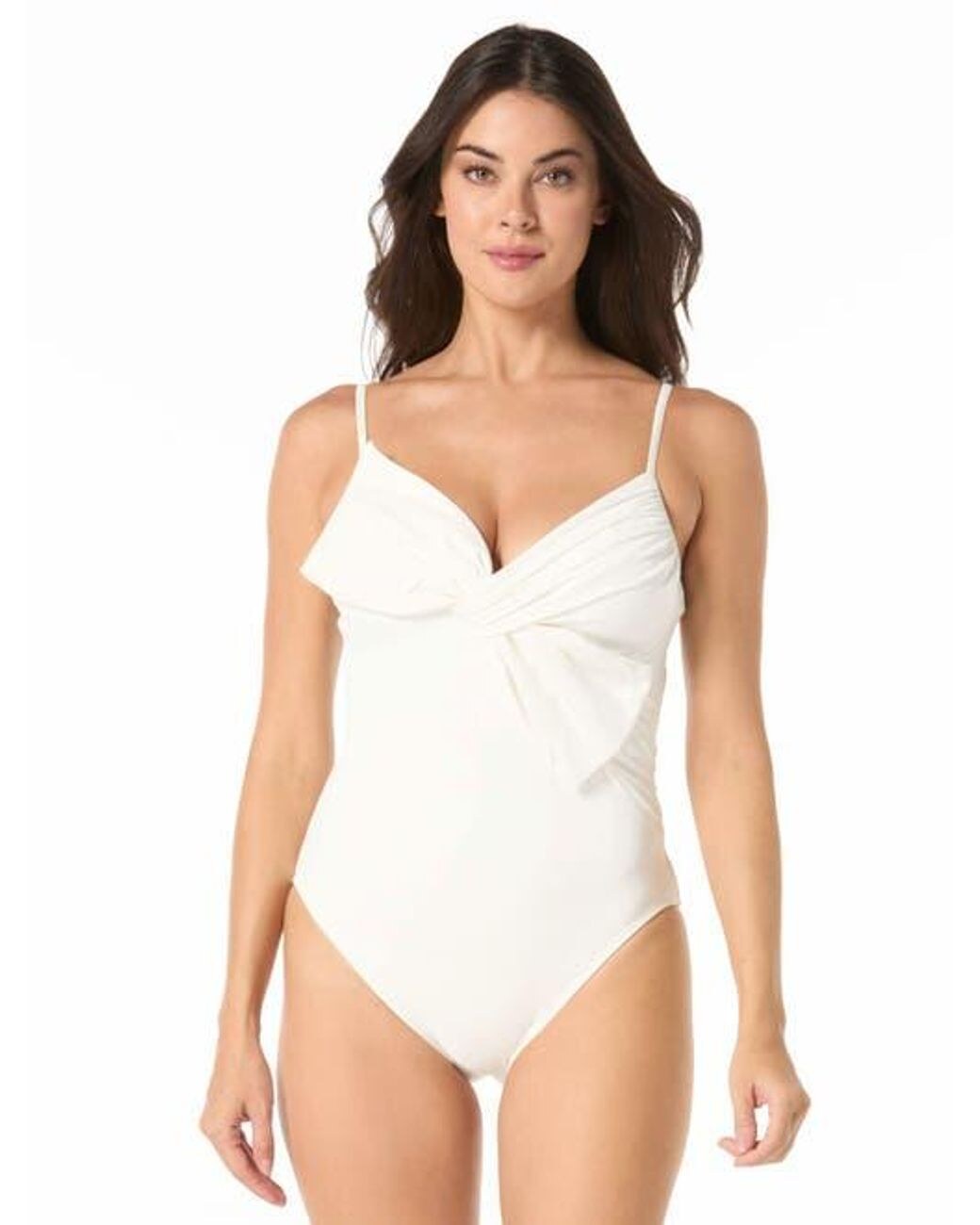 Bow-Trim One-Shoulder One-Piece Swimsuit