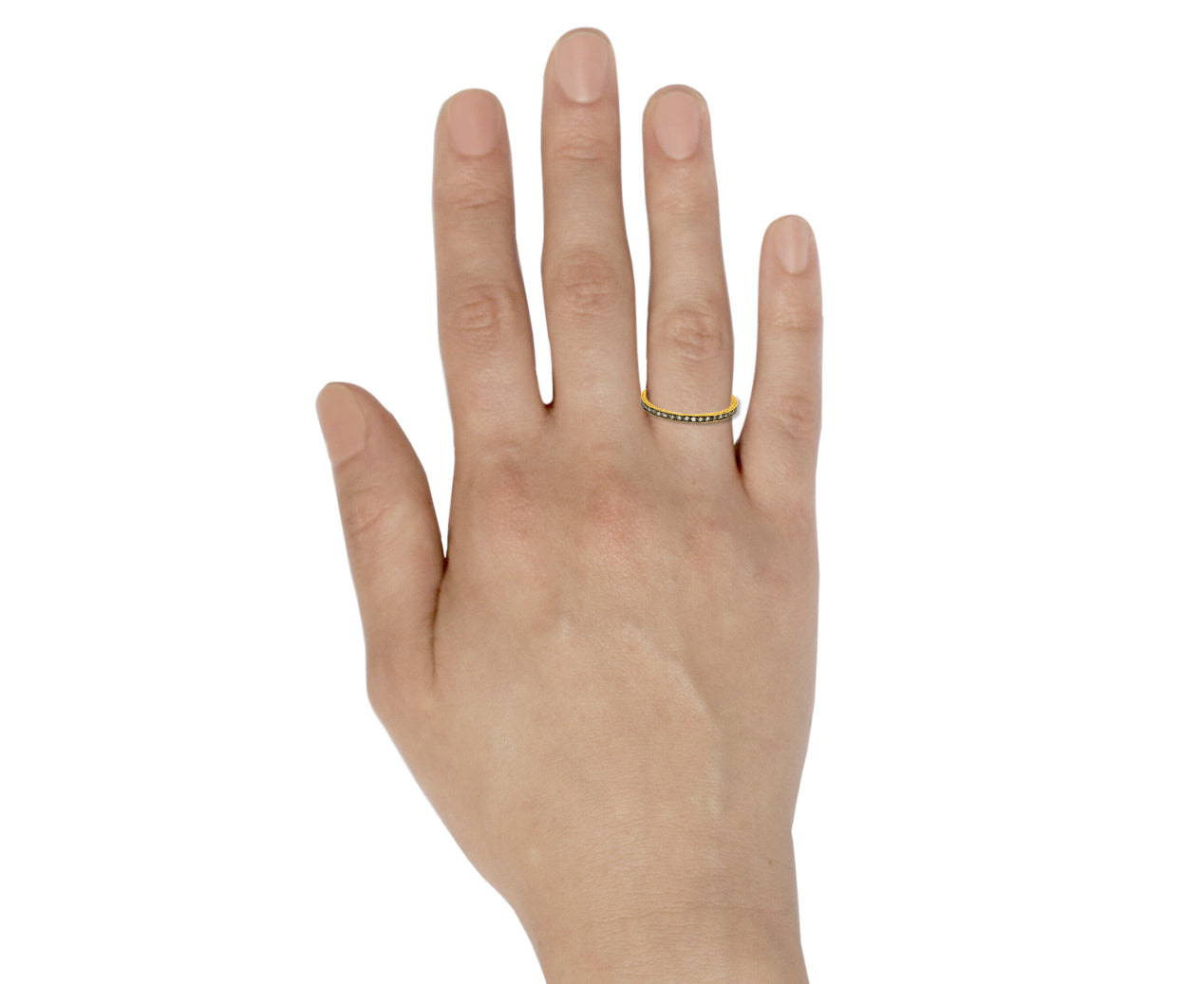 Blackened Diamond Pavé Band, styling or scale view