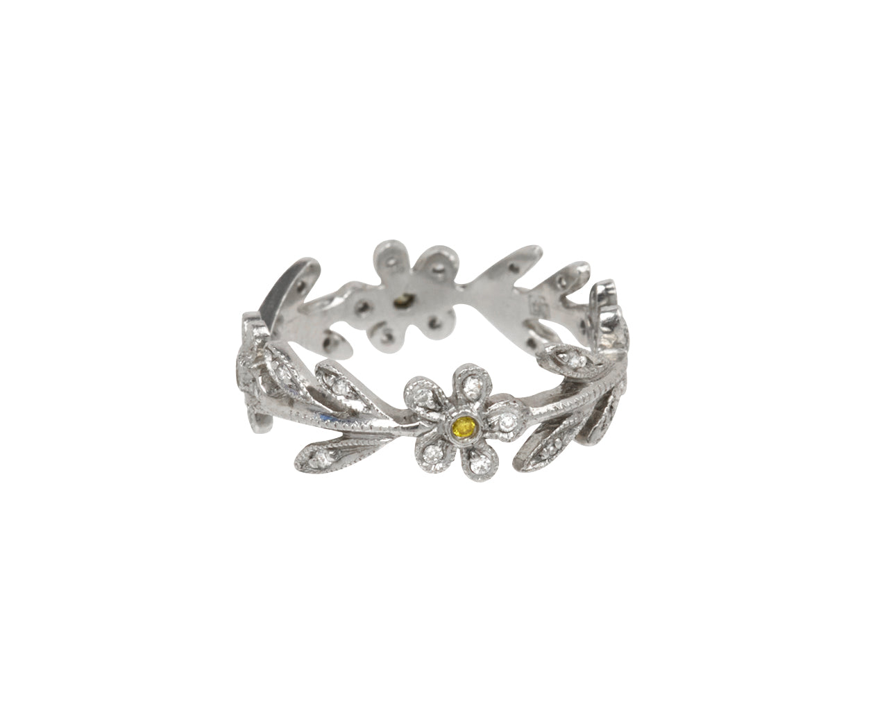 Diamond Flower Vine Ring, side angle
