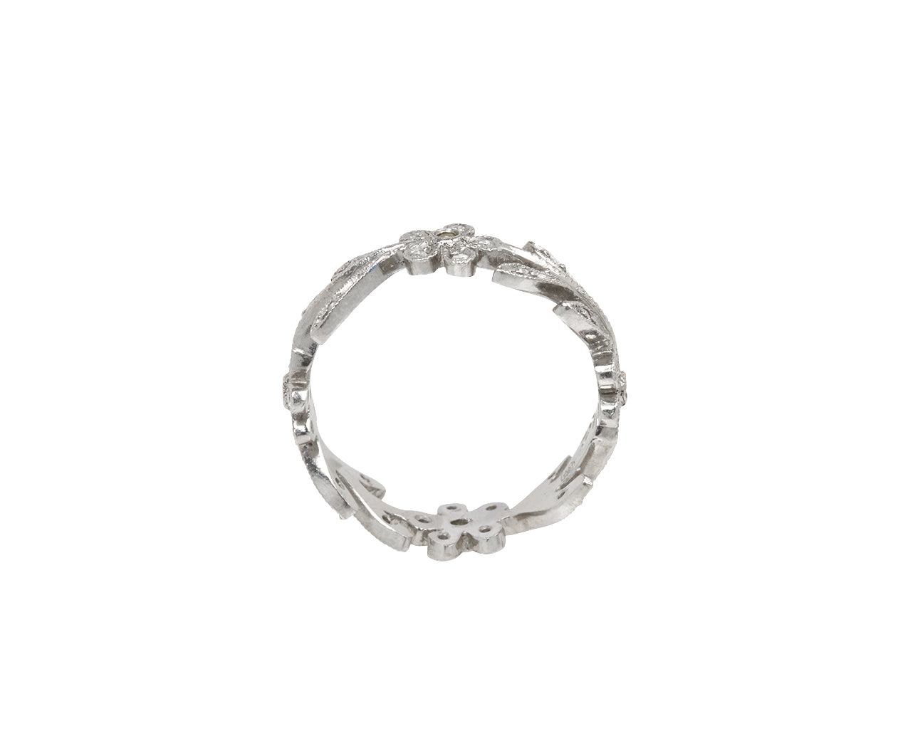 Diamond Flower Vine Ring, detail view
