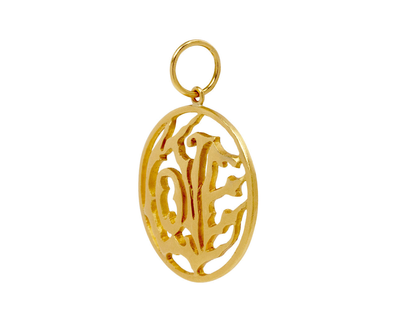 Gold Large Love Pendant ONLY, side angle